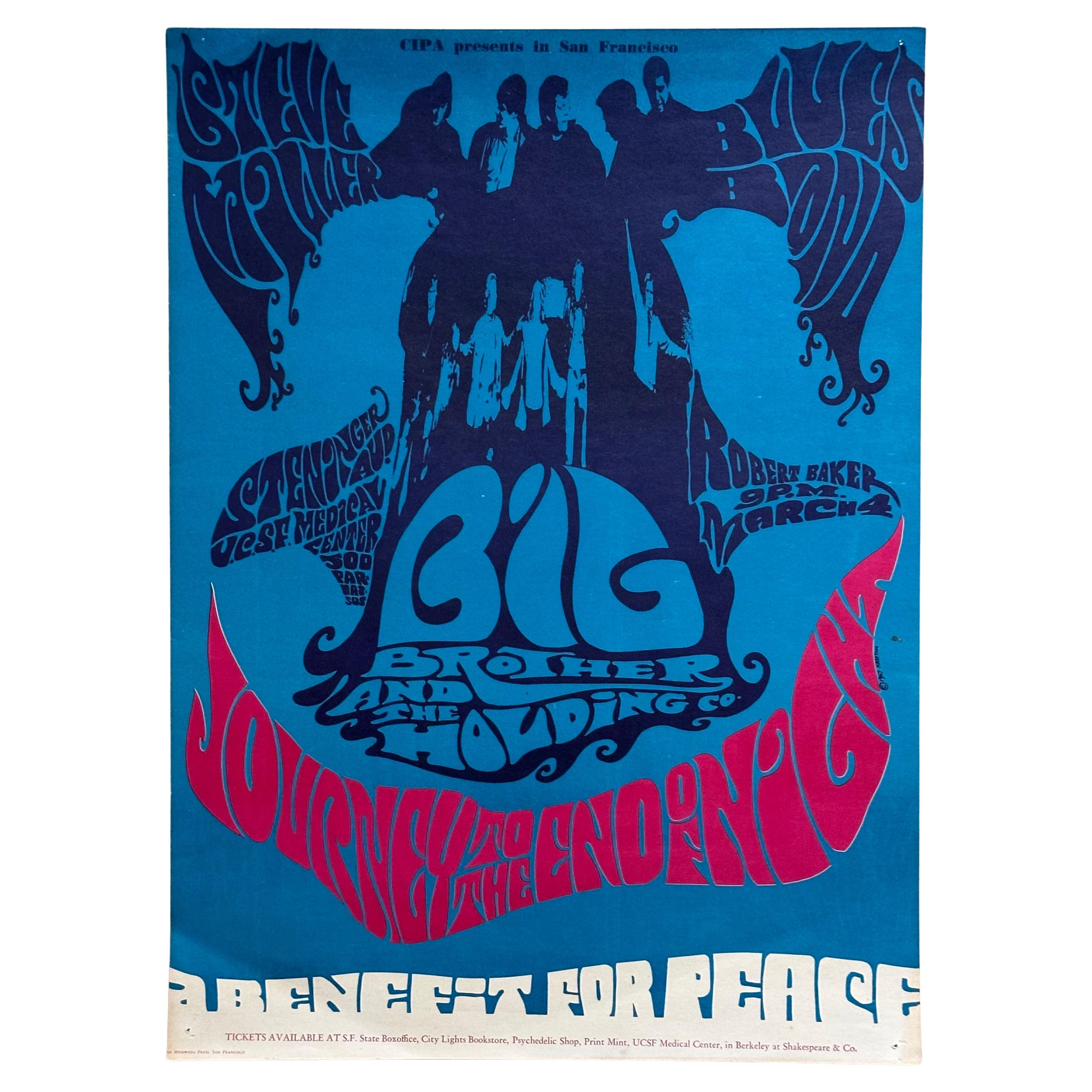 1967 San Francisco Psychedelic Era Concert Poster - Janis Joplin - by Krefting