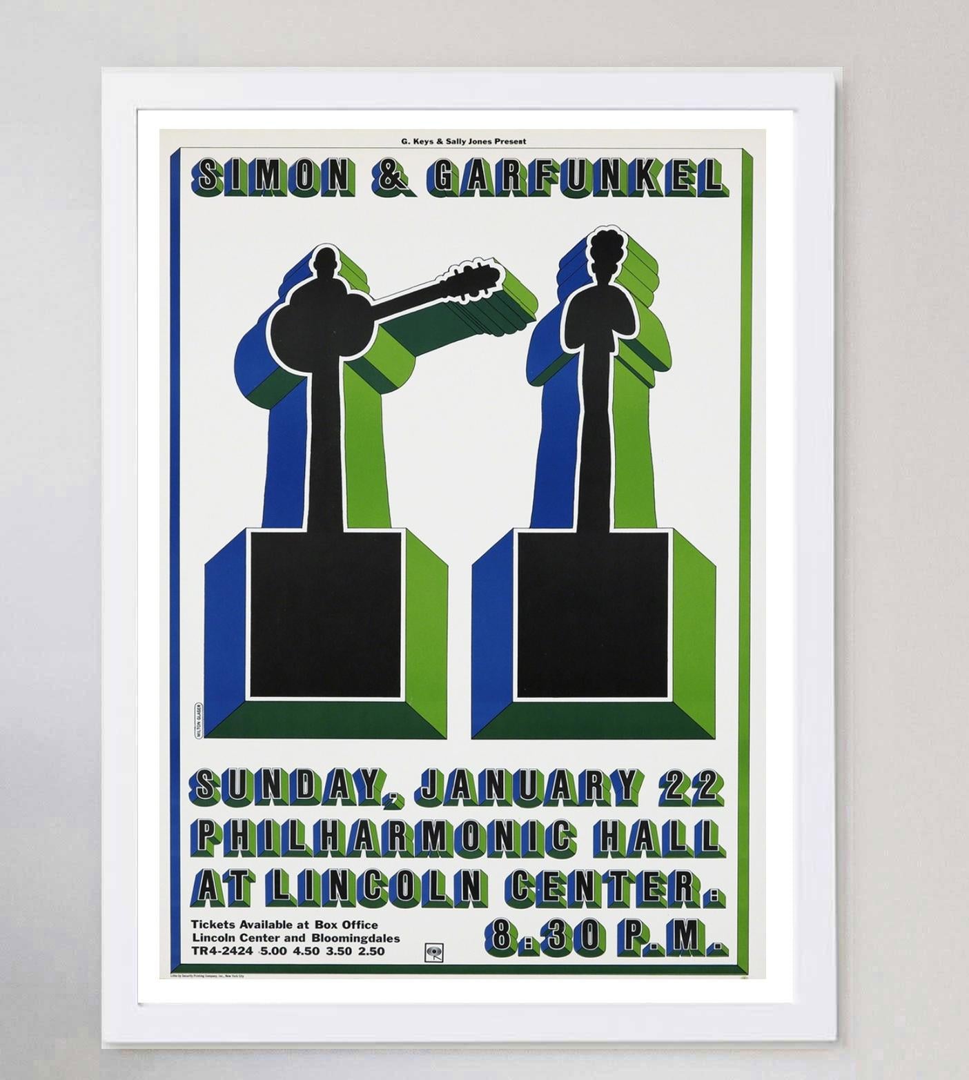 Américain Affiche vintage originale de Simon & Garfunkel pour le Lincoln Center, 1967 en vente