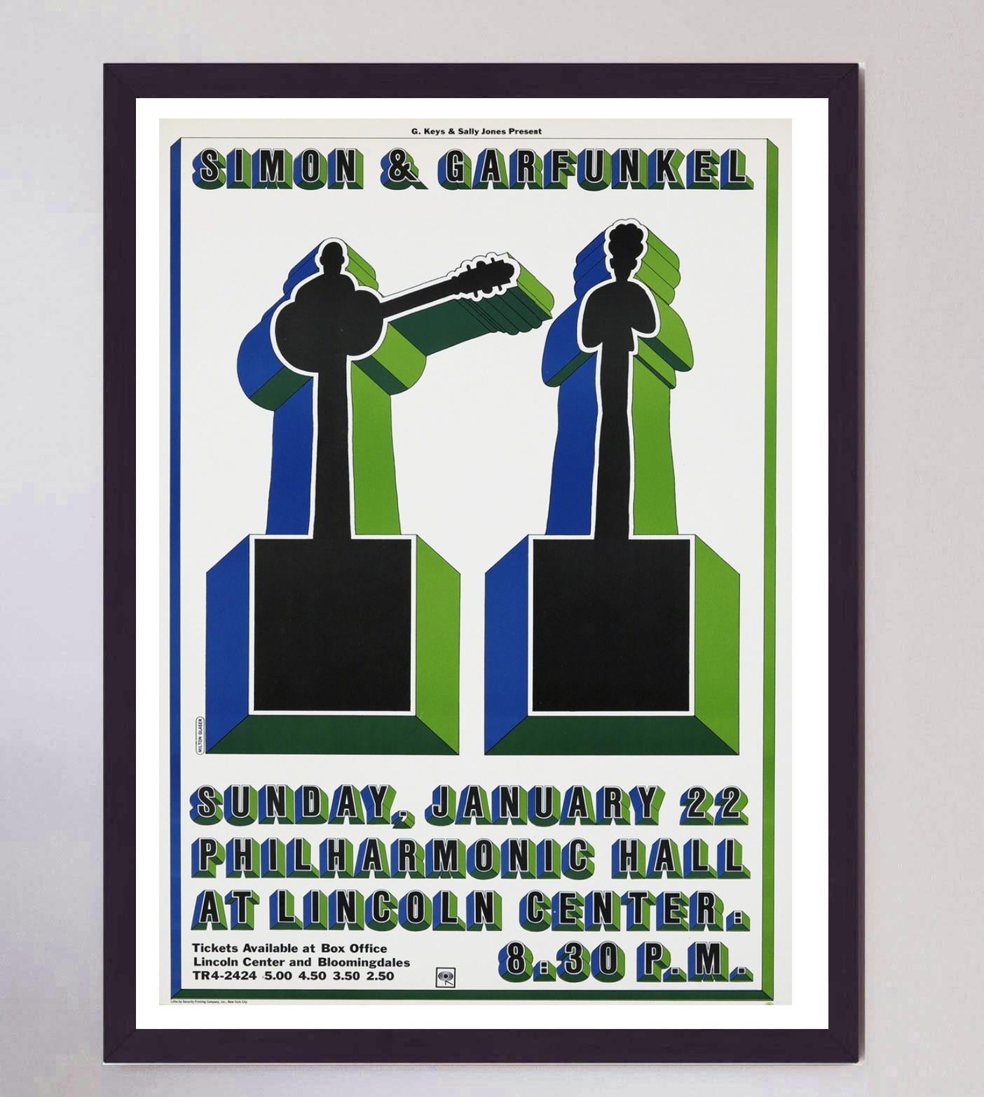 1967 Simon & Garfunkel - Lincoln Center Original Vintage Poster In Good Condition For Sale In Winchester, GB