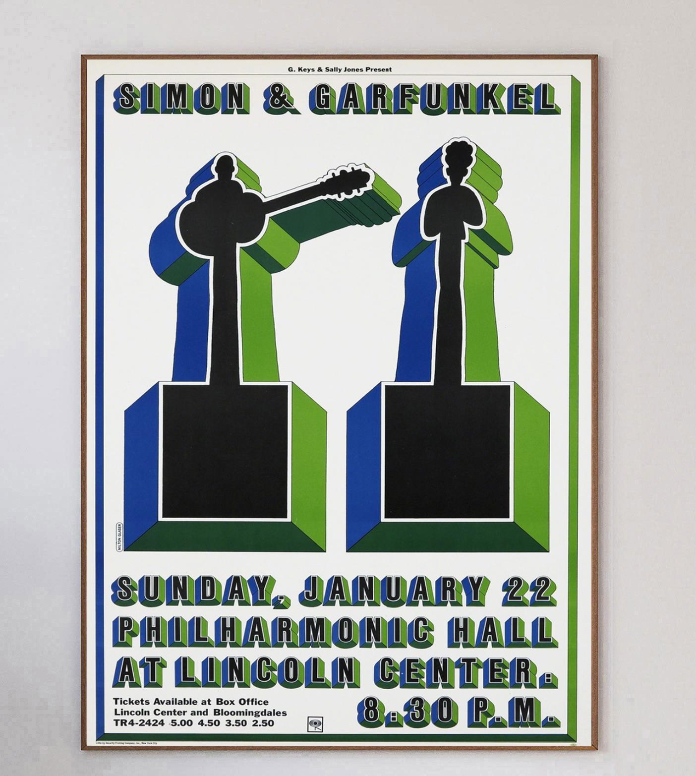 Milieu du XXe siècle Affiche vintage originale de Simon & Garfunkel pour le Lincoln Center, 1967 en vente