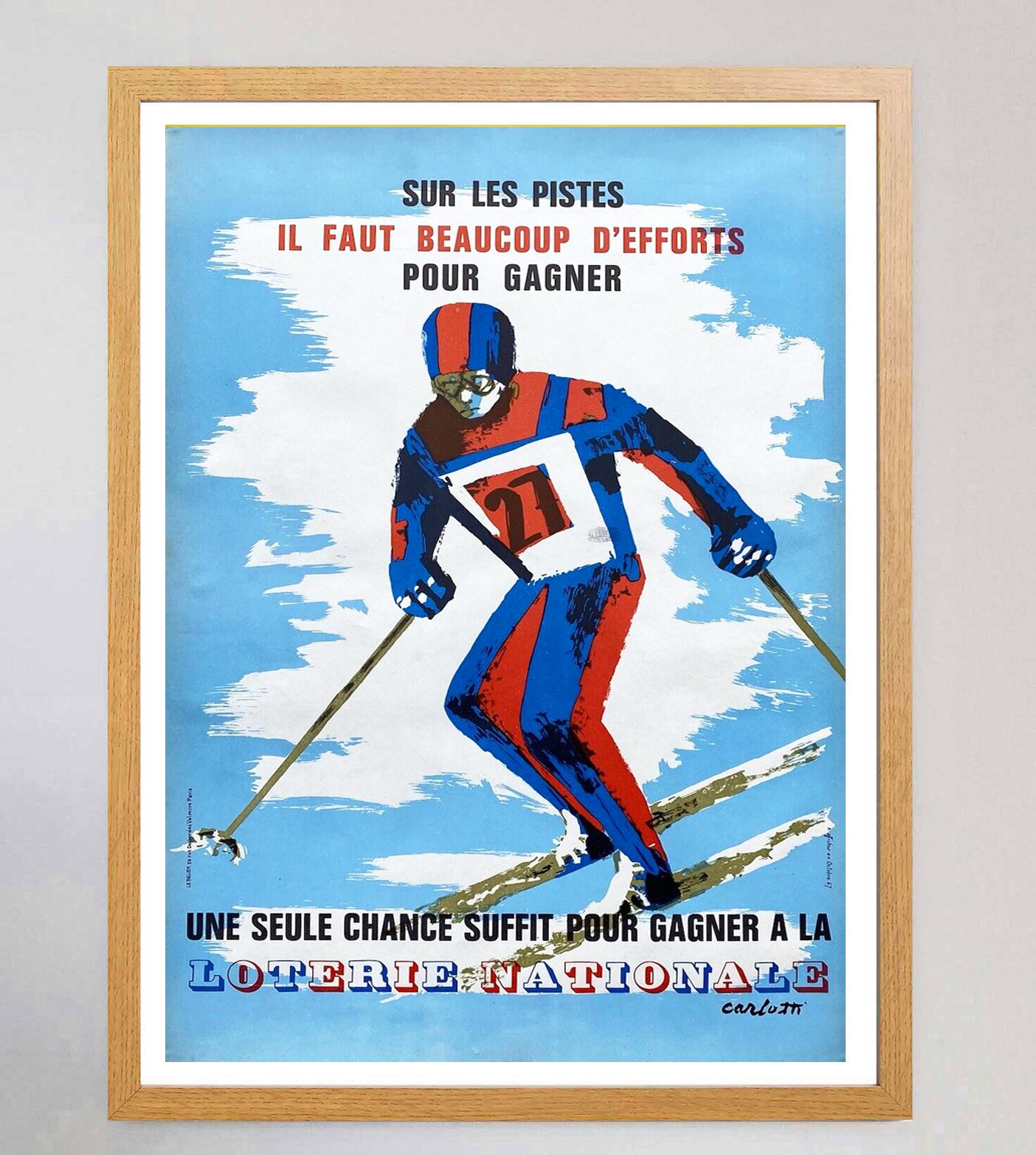 Français Affiche vintage originale de la Ski Loterie Nationale, 1967 en vente