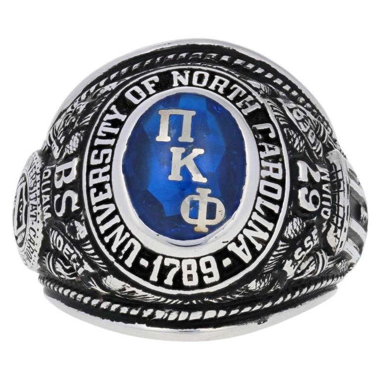 1967 University of North Carolina Class Ring, 10 Karat White Gold Pi Kappa  Phi