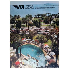 1967 UTA French Airlines - Riviera Cote d'Azur Original Vintage Poster