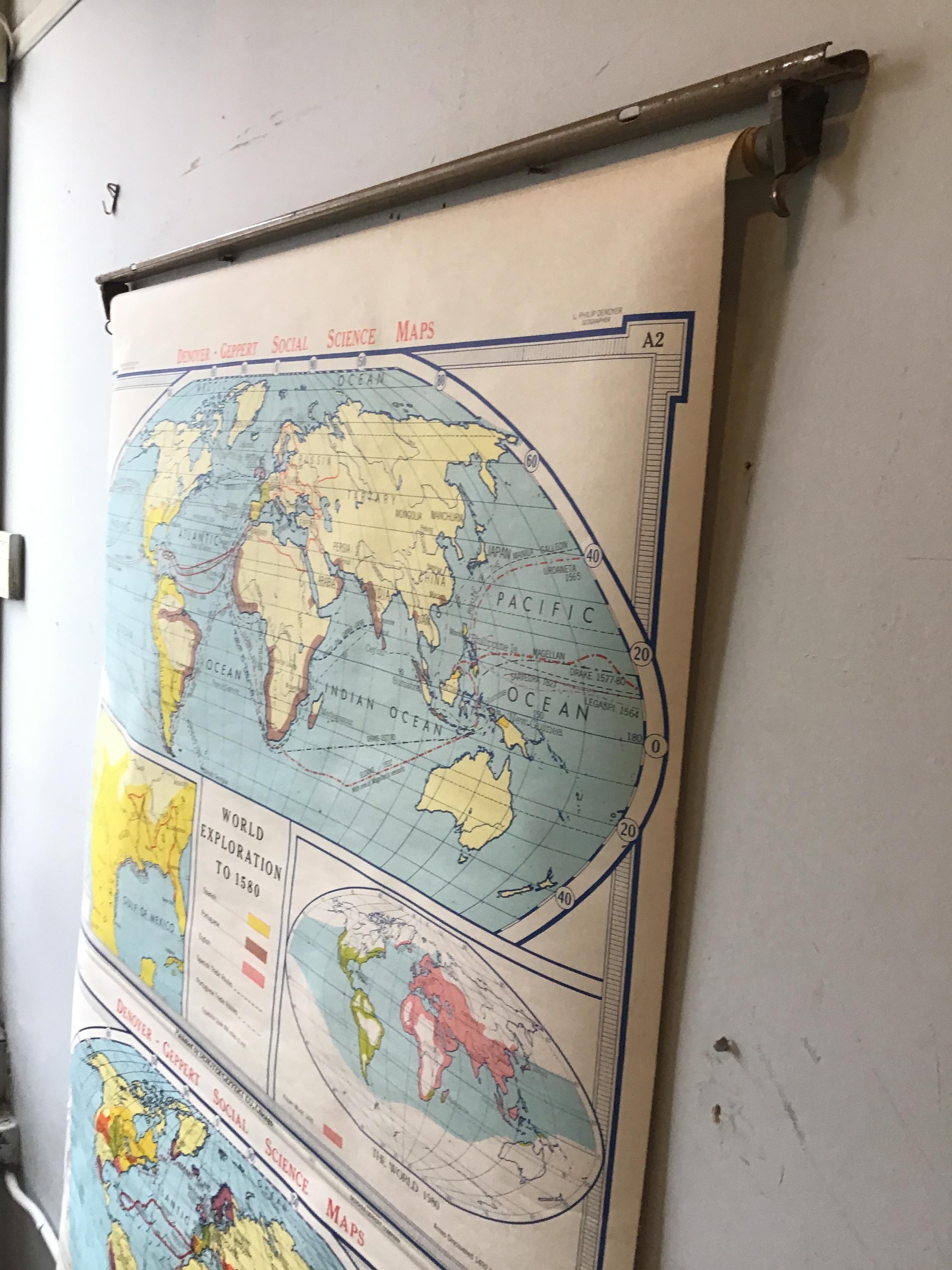 World Exploration School Map aus dem Jahr 1967 im Zustand „Gut“ im Angebot in Tarrytown, NY