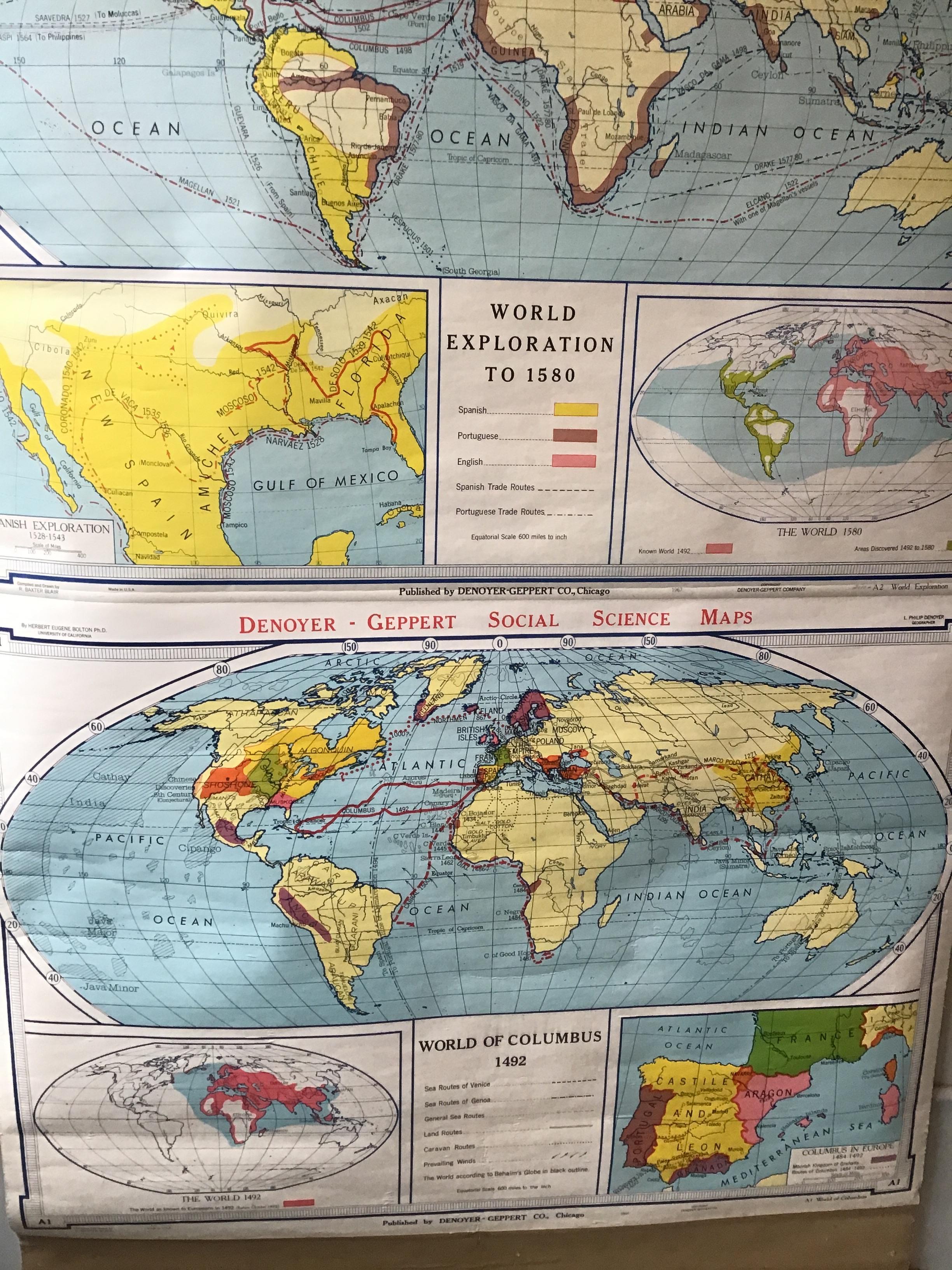 World Exploration School Map aus dem Jahr 1967 (Mitte des 20. Jahrhunderts) im Angebot