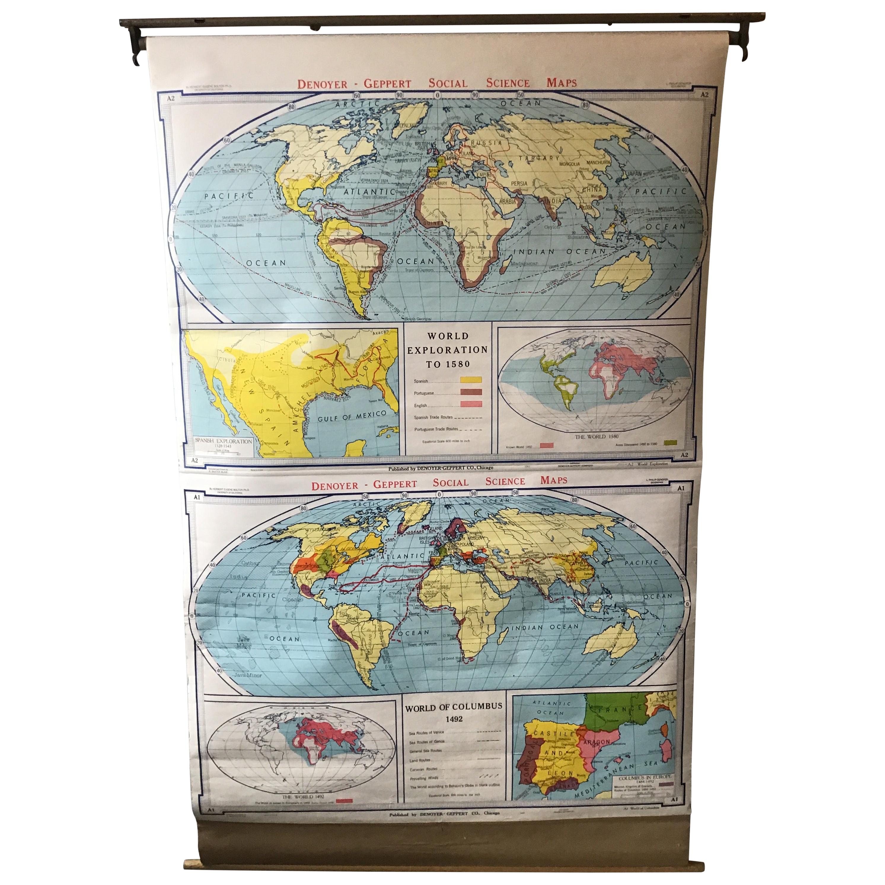 World Exploration School Map aus dem Jahr 1967 im Angebot