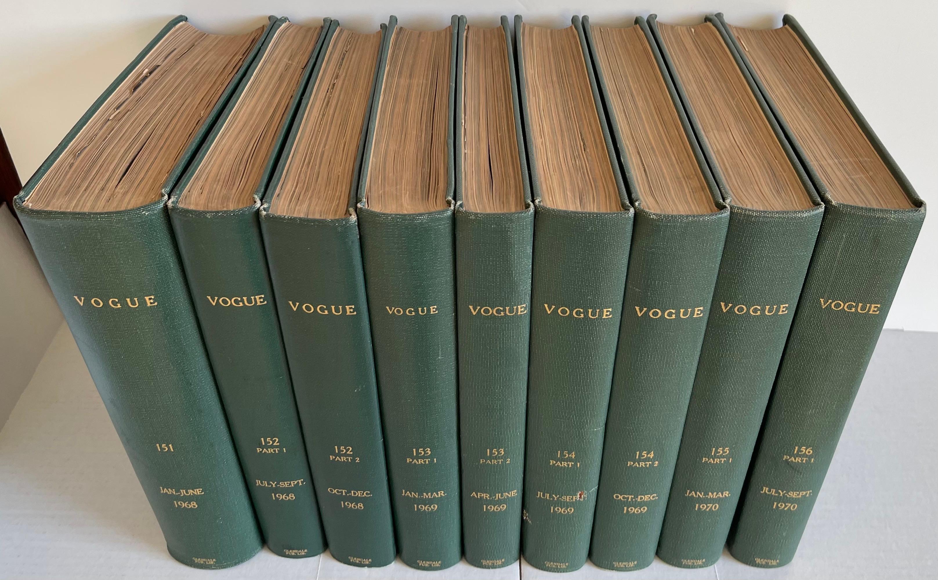 1968-1970 Revistas Vogue de tapa dura, lote de 9 Estadounidense en venta