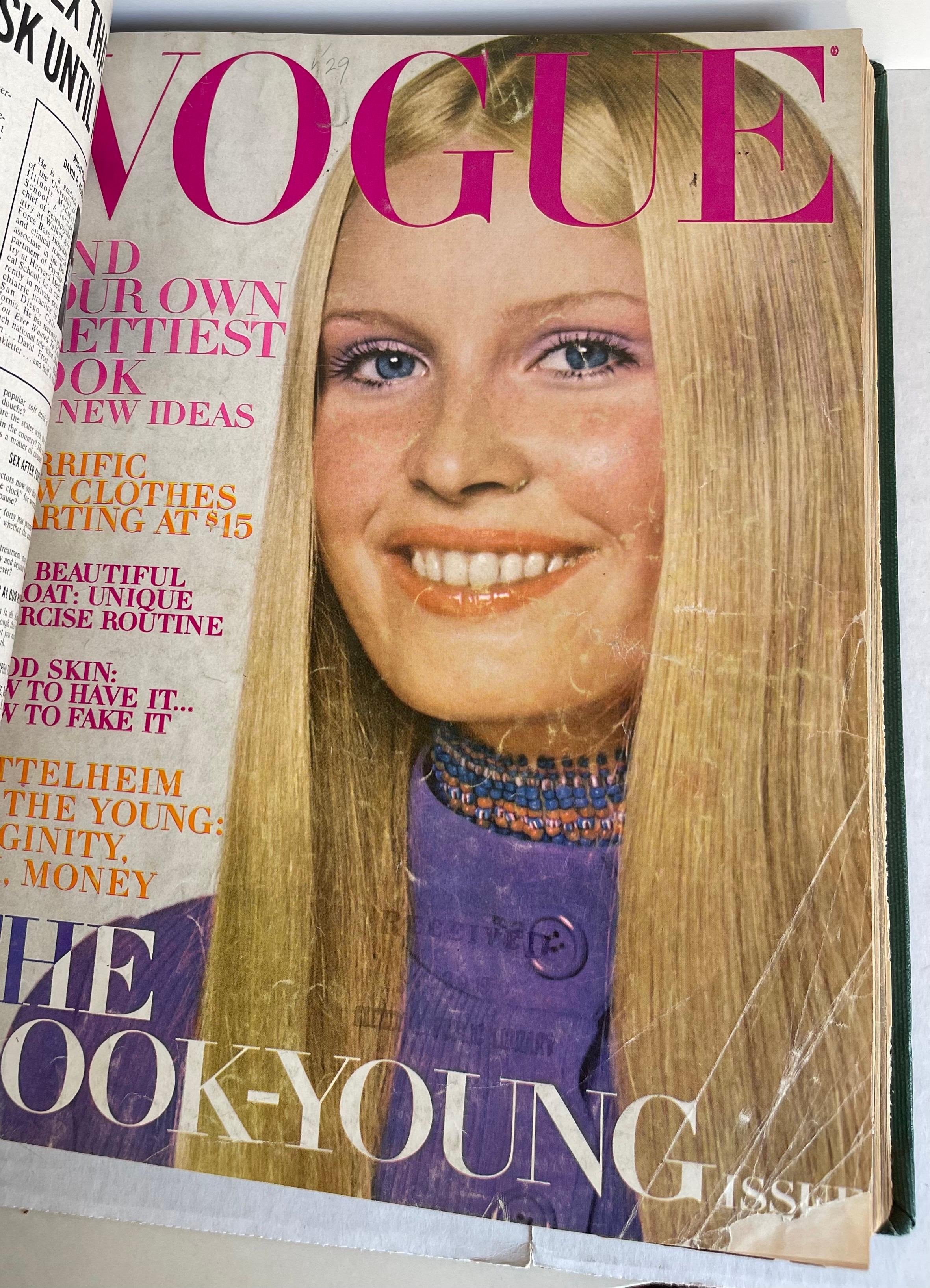 1968-1970 Hardbound Vogue Magazines, Set of 9 For Sale 1