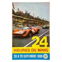 1968 24 HUERES DU MANS Original Vintage Le Mans Car Auto Racing Poster Ferrari