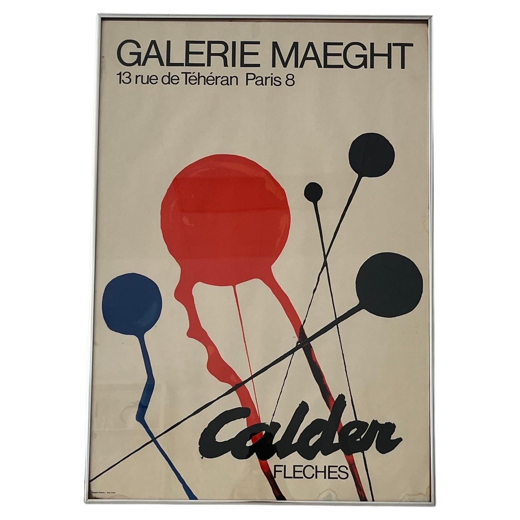 Mid-Century Modern 1968 Alexander Calder Fleches Galerie Maeght Paris Original Lithograph Poster For Sale