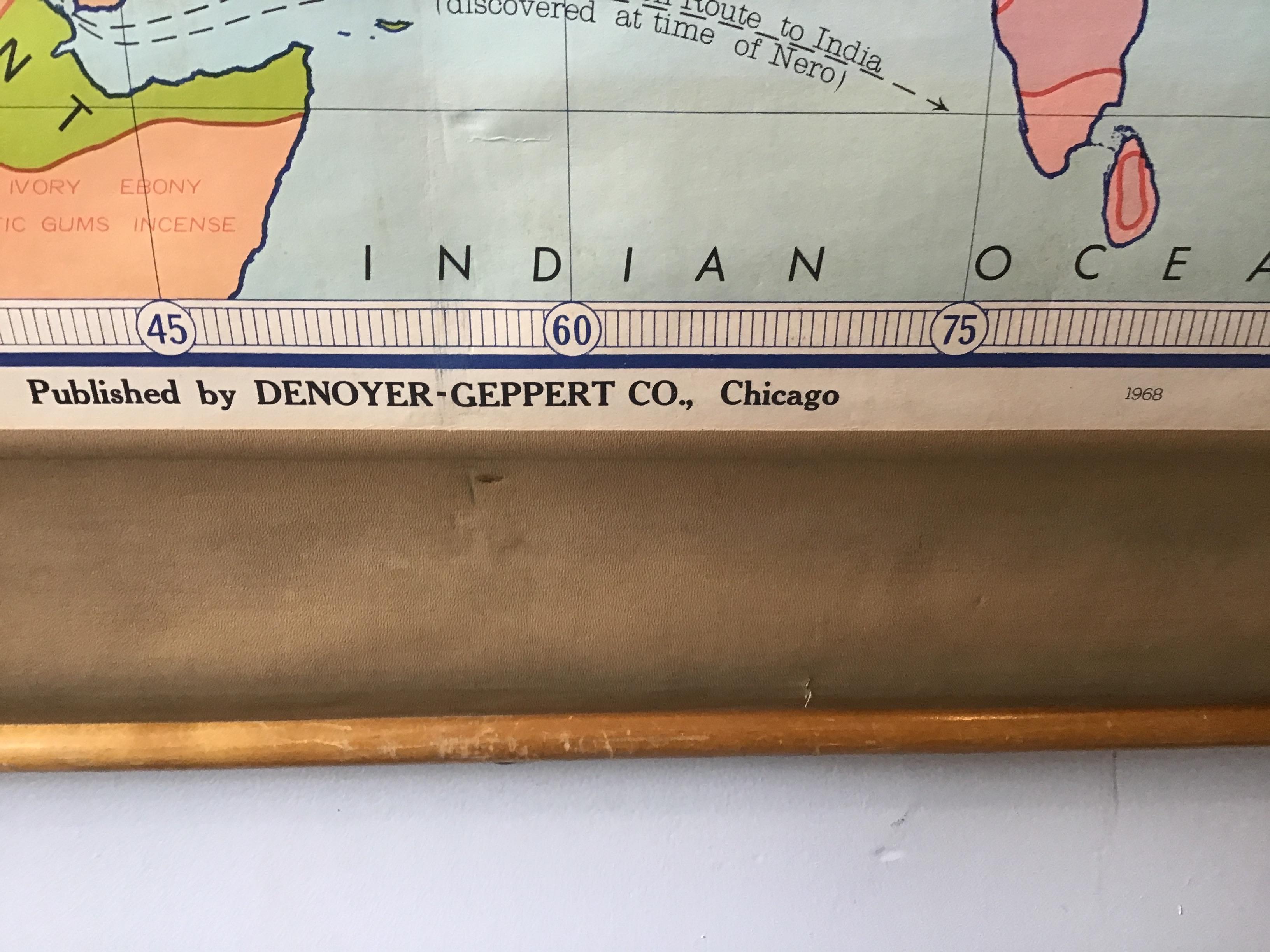 1968 Ancient World School Map In Good Condition In Tarrytown, NY
