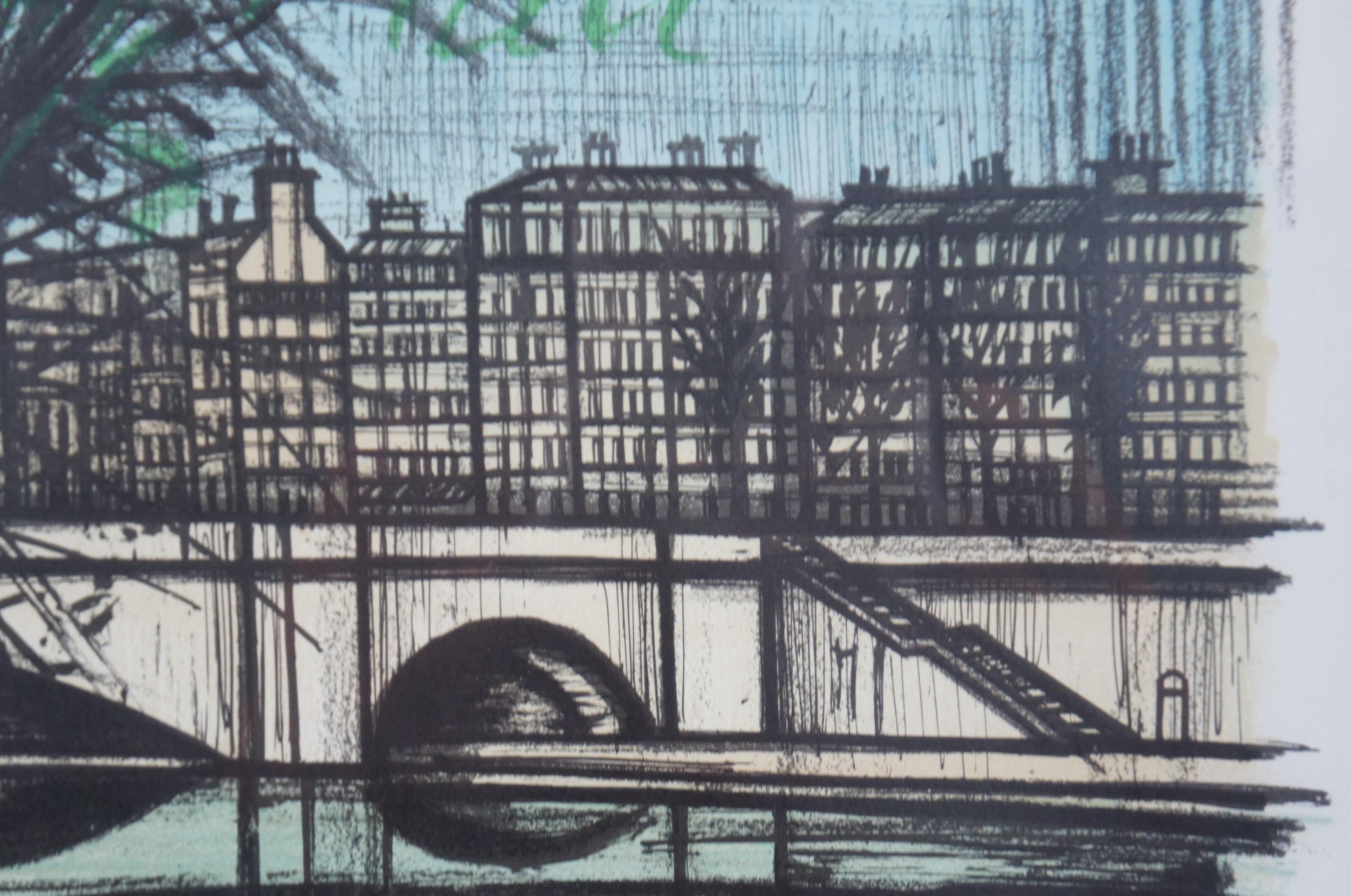 1968, Bernard Buffet Modern Cityscape Lithograph La Seine I, Paris, France 3
