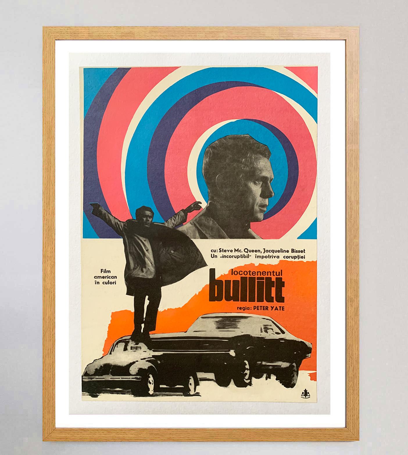 1968 Bullitt (rumänisch) Original Vintage By Plakat (Rumänisch) im Angebot
