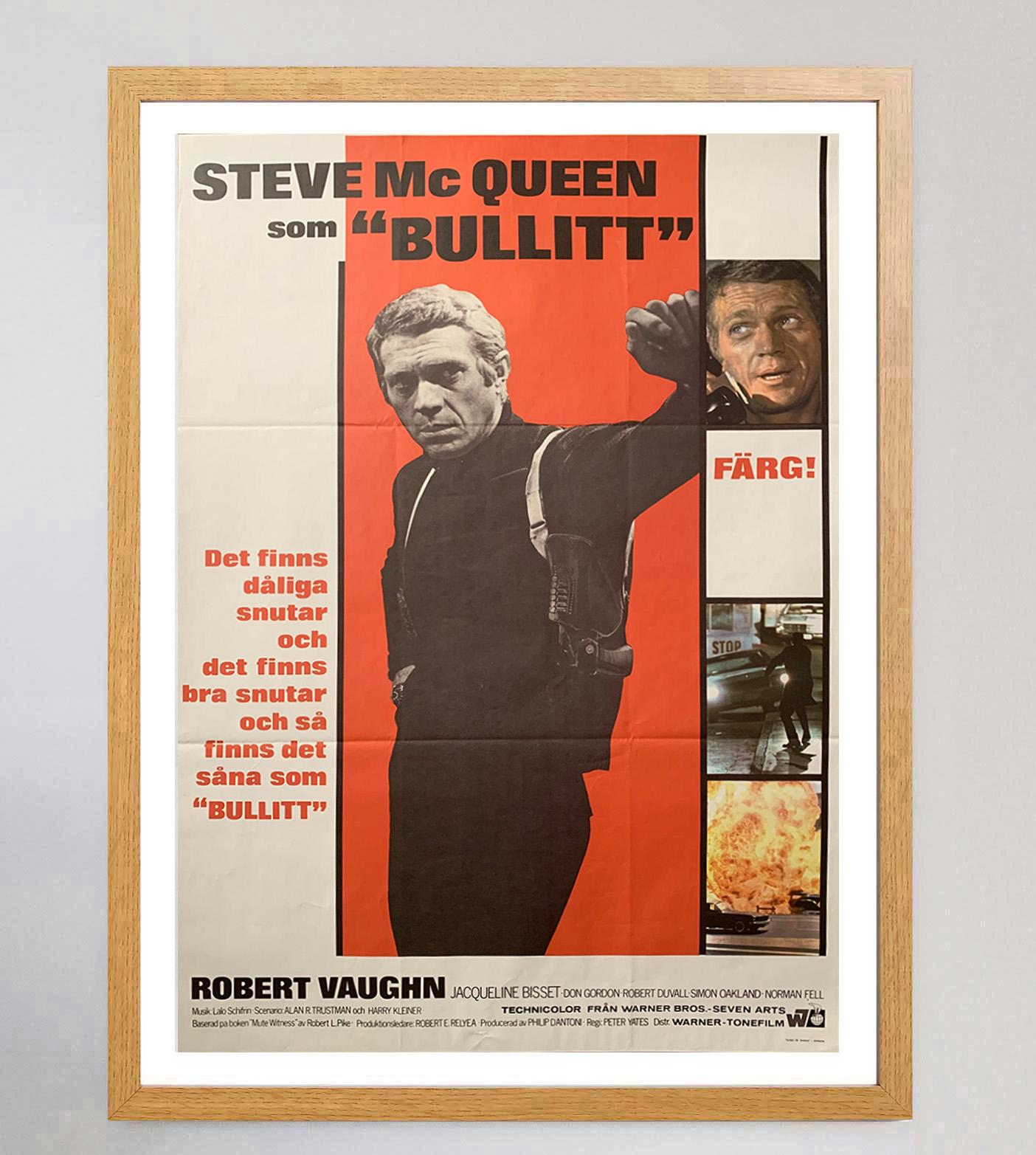 1968 Bullitt (Schwedisch) Original Vintage Poster im Zustand „Gut“ im Angebot in Winchester, GB