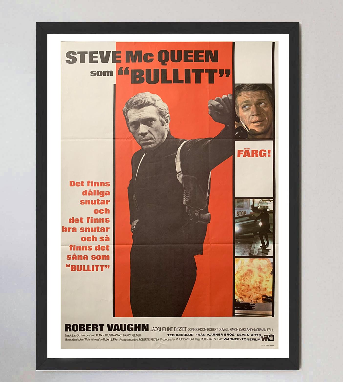 1968 Bullitt (Schwedisch) Original Vintage Poster (Papier) im Angebot