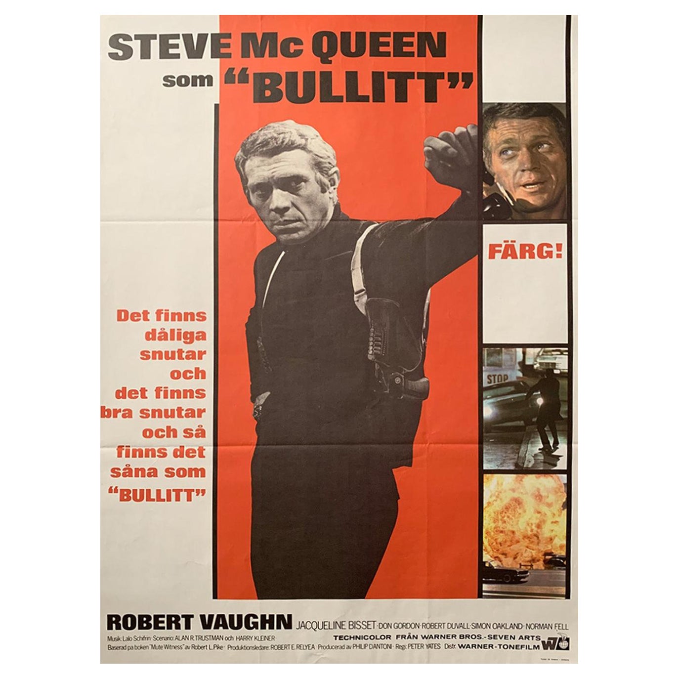 1968 Bullitt (Schwedisch) Original Vintage Poster im Angebot
