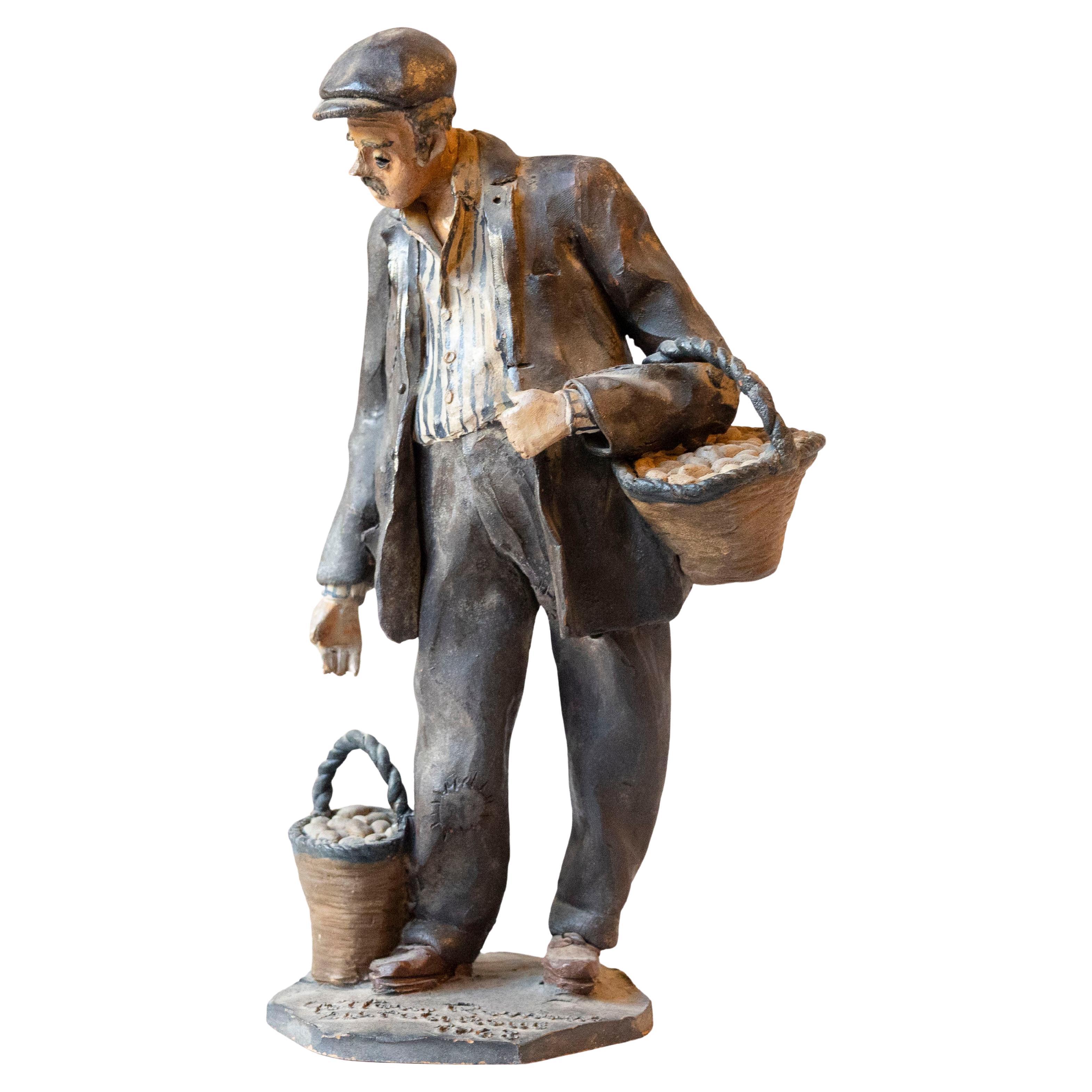 1968 Caltagirone Scultura in terracotta policroma di Gaetano Romano