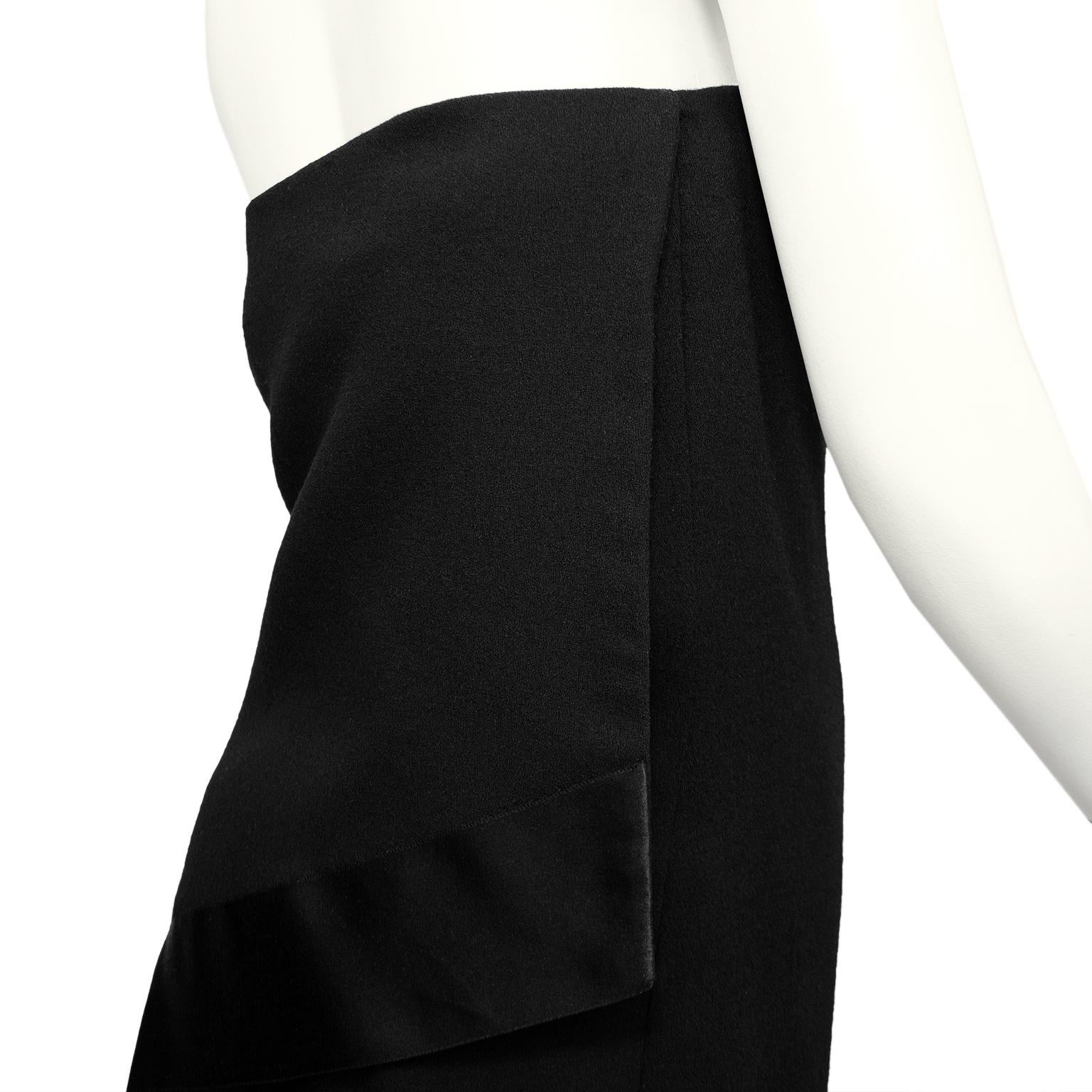 1968 Christian Dior Black Wool Crepe One Shoulder Wrapped Evening Dress 2