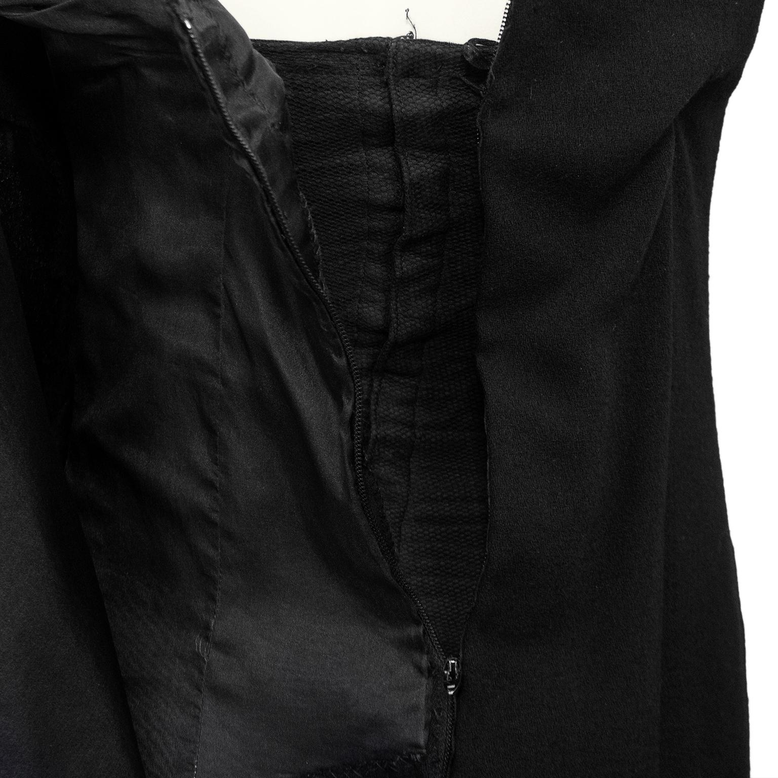 1968 Christian Dior Black Wool Crepe One Shoulder Wrapped Evening Dress 4