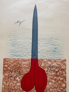 1968 Claes Oldenburg "Tijeras Obelisco Monumento" Litografía publicitaria