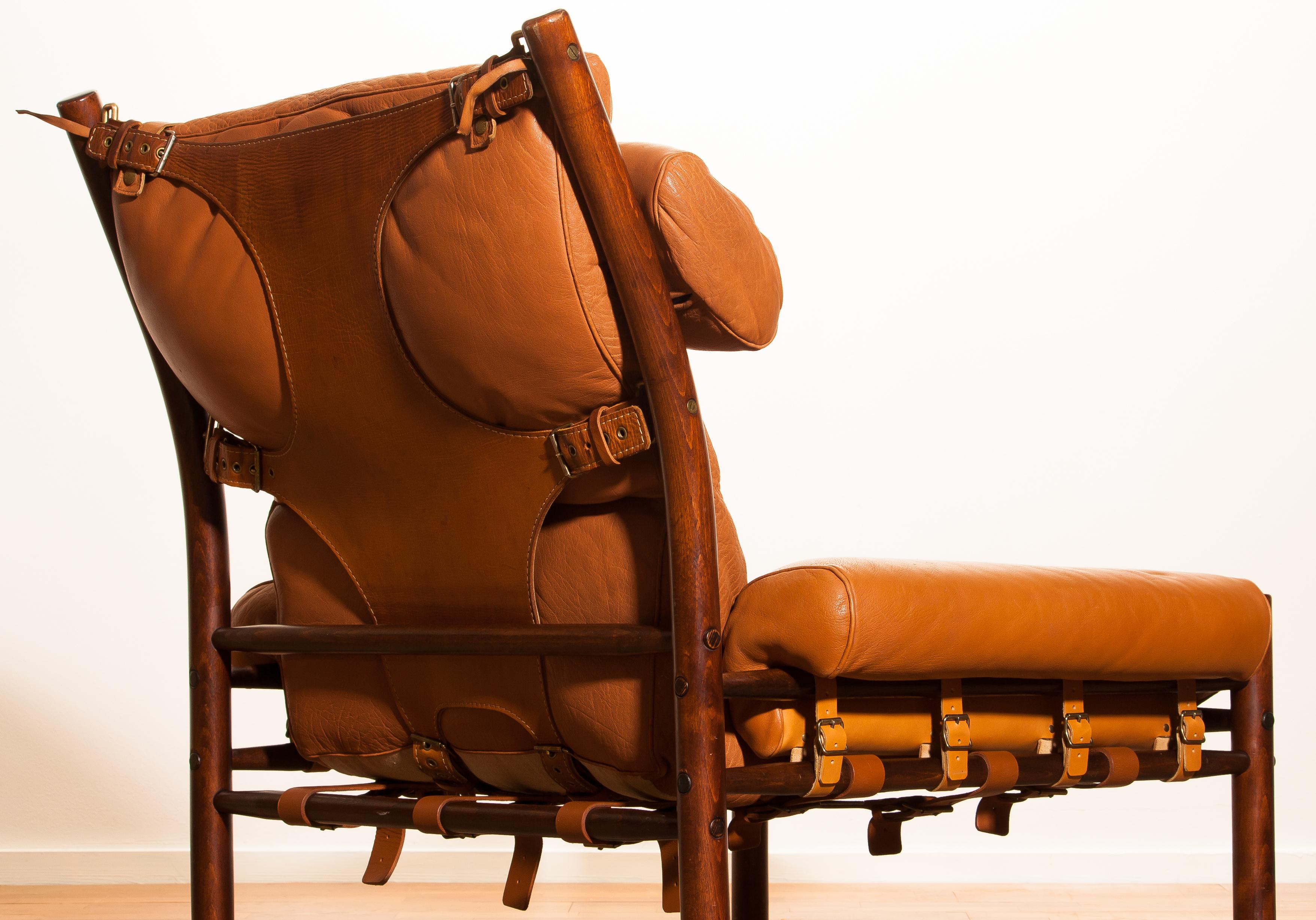 Swedish 1968, Cognac Leather Safari Chair 