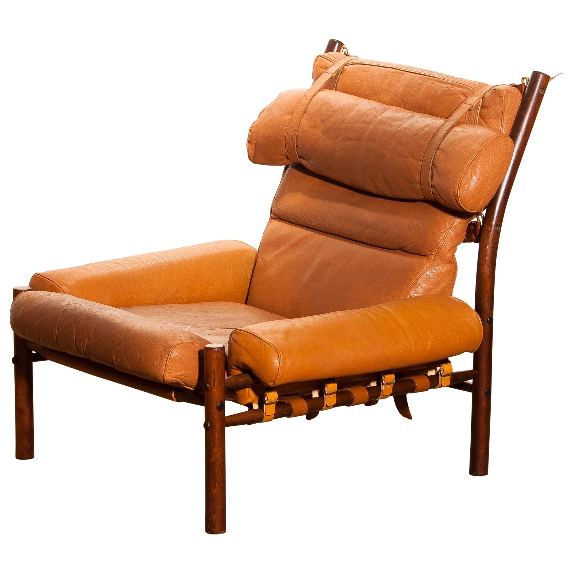 1968, Cognac Leather Safari Chair "Inca" by Arne Norell Möbler AB, Sweden
