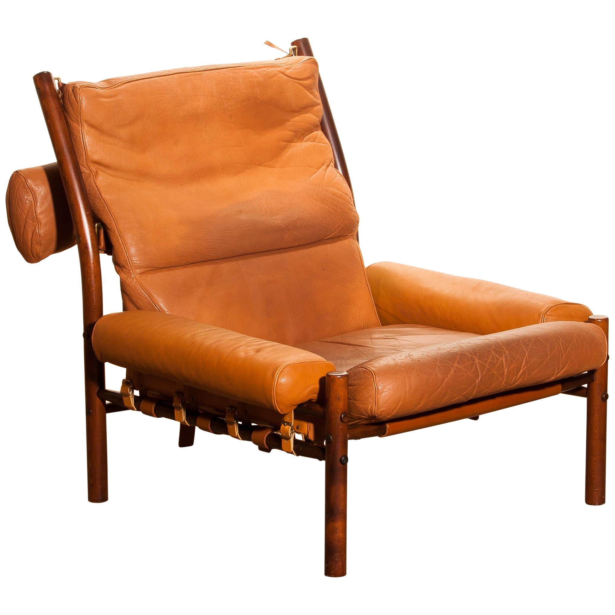 1968, Cognac Leather Safari Chair "Inca" by Arne Norell Möbler AB, Sweden