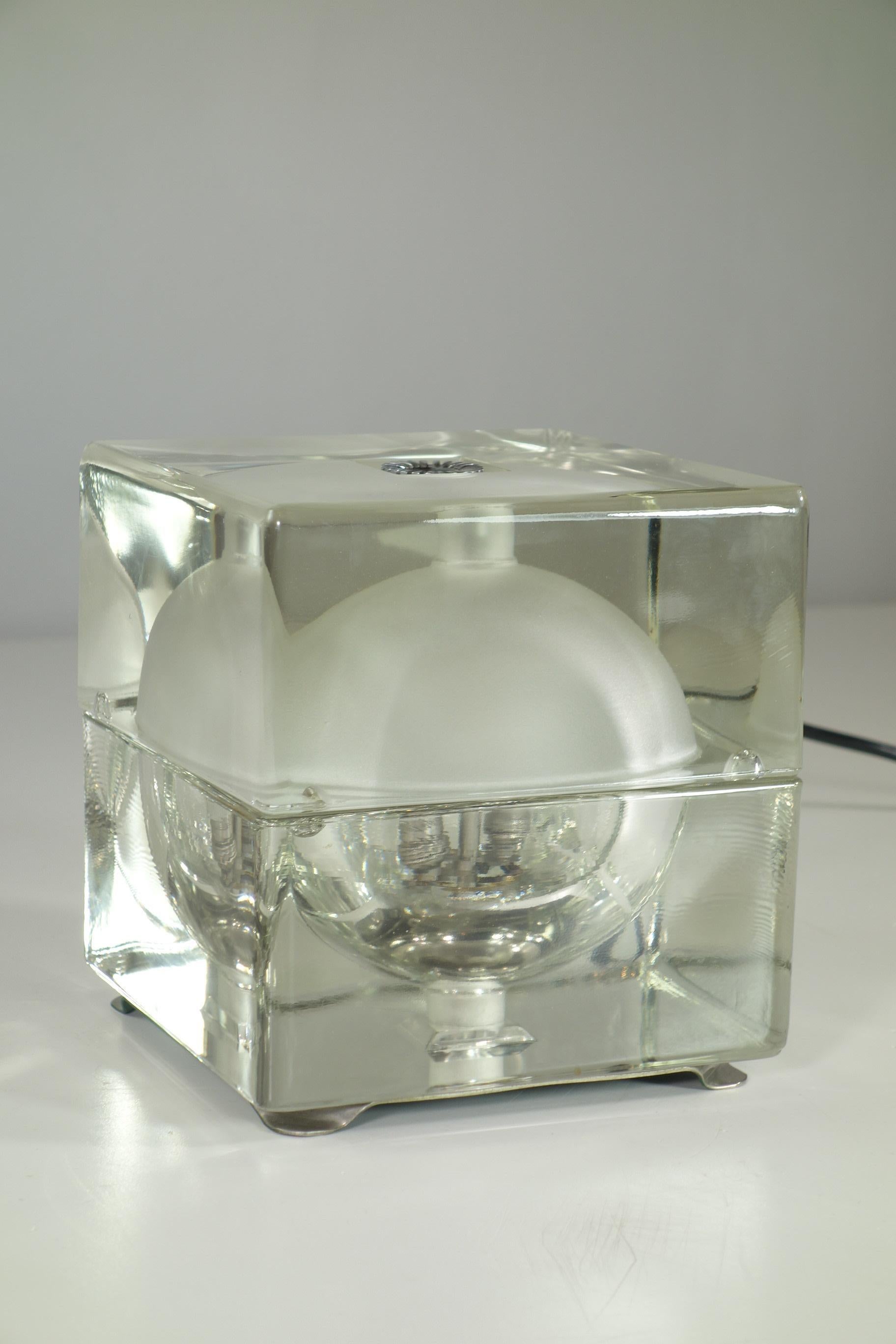 Space Age 1968 Cubosfera Alessandro Mendini Italian Design Optical Glass Table Lamp