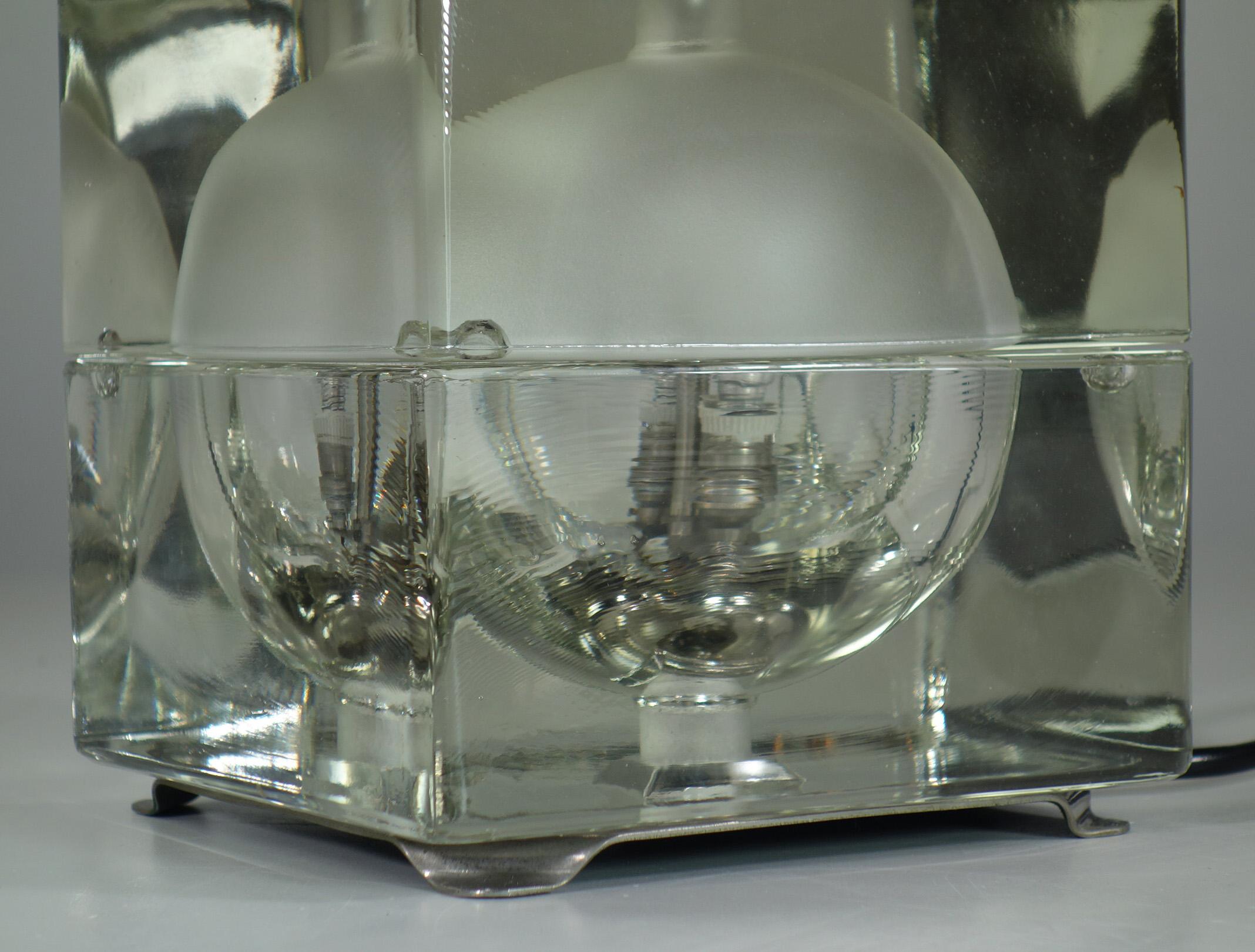 1968 Cubosfera Alessandro Mendini Italian Design Optical Glass Table Lamp 1