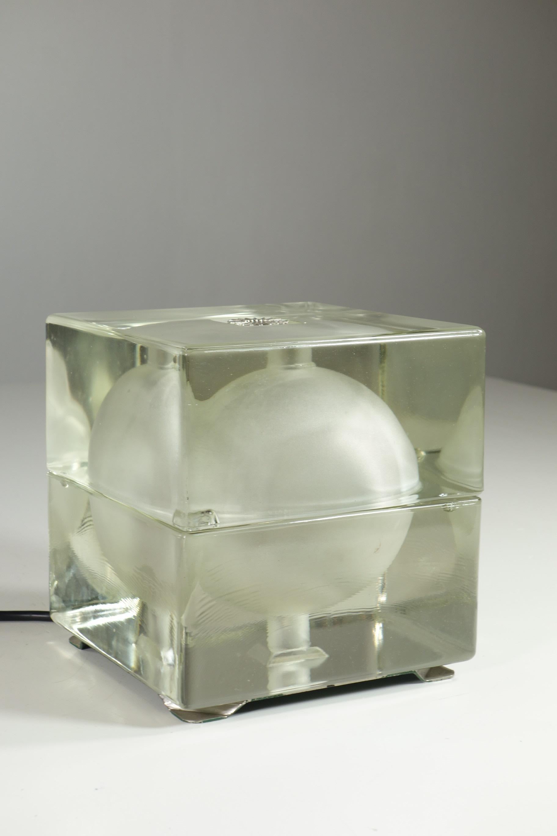 Lampe de bureau italienne Cubosfera Alessandro Mendini en verre de l'ère spatiale, 1968 en vente 2
