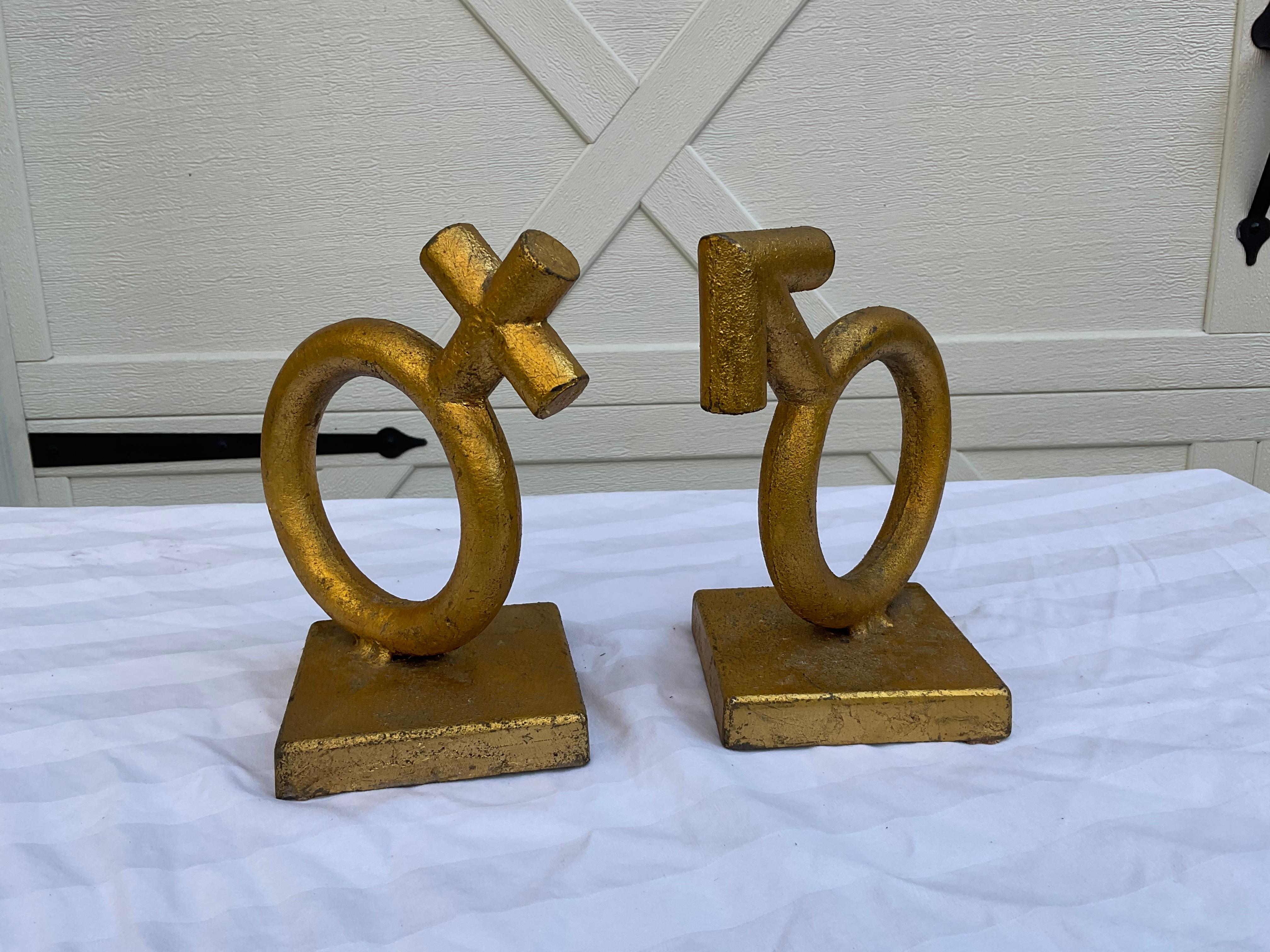 Gilt 1968 Curtis Jere Male and Female Bookends, a Pair For Sale