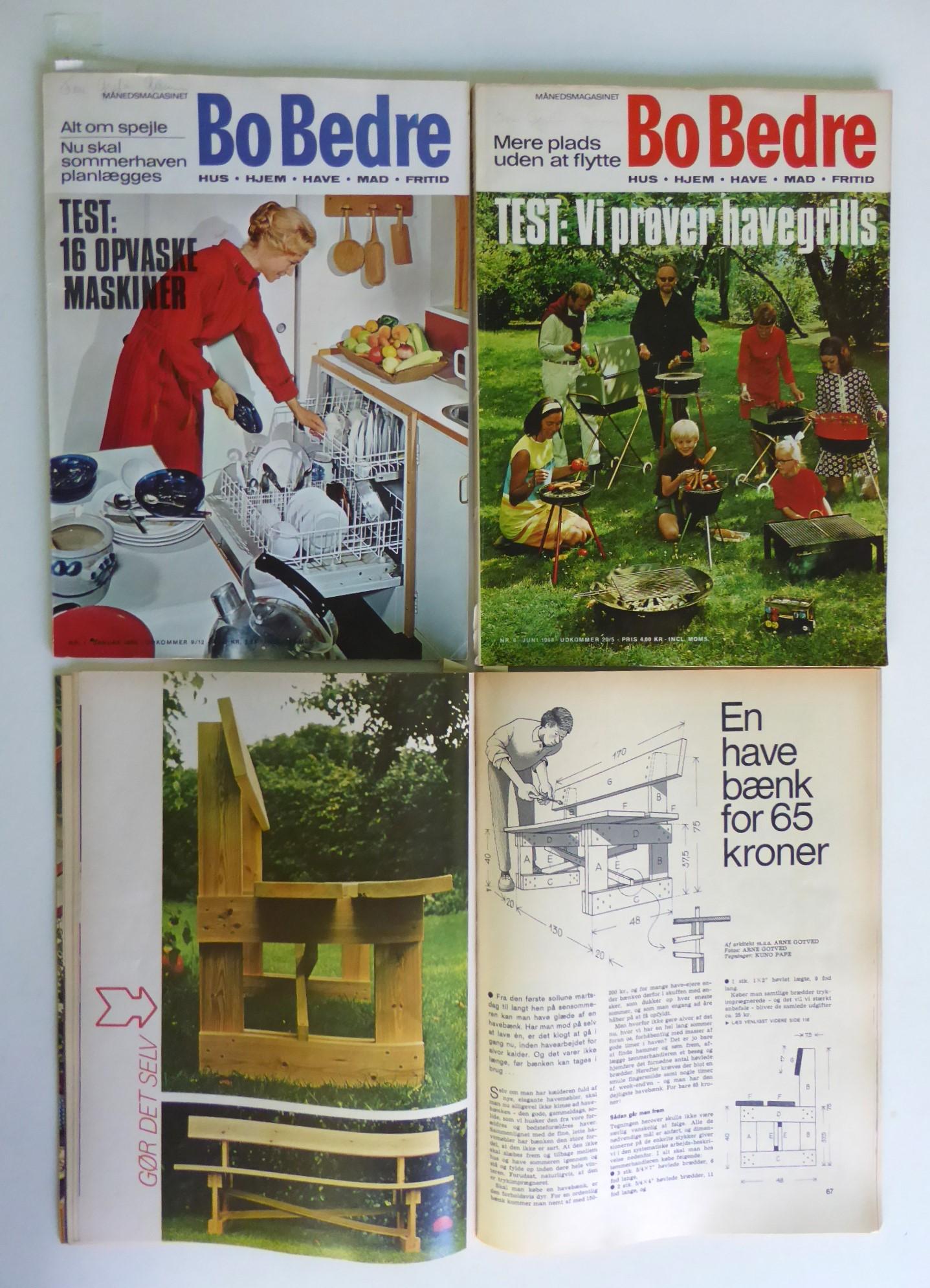  Année complète 1968 Bo Bedre (Live Better) Magazine vintage en langue danoise sur le style et le design de la maison scandinave.  Publié pour la première fois en mars 1961. Les magazines sont en danois, mais les images sont très descriptives et