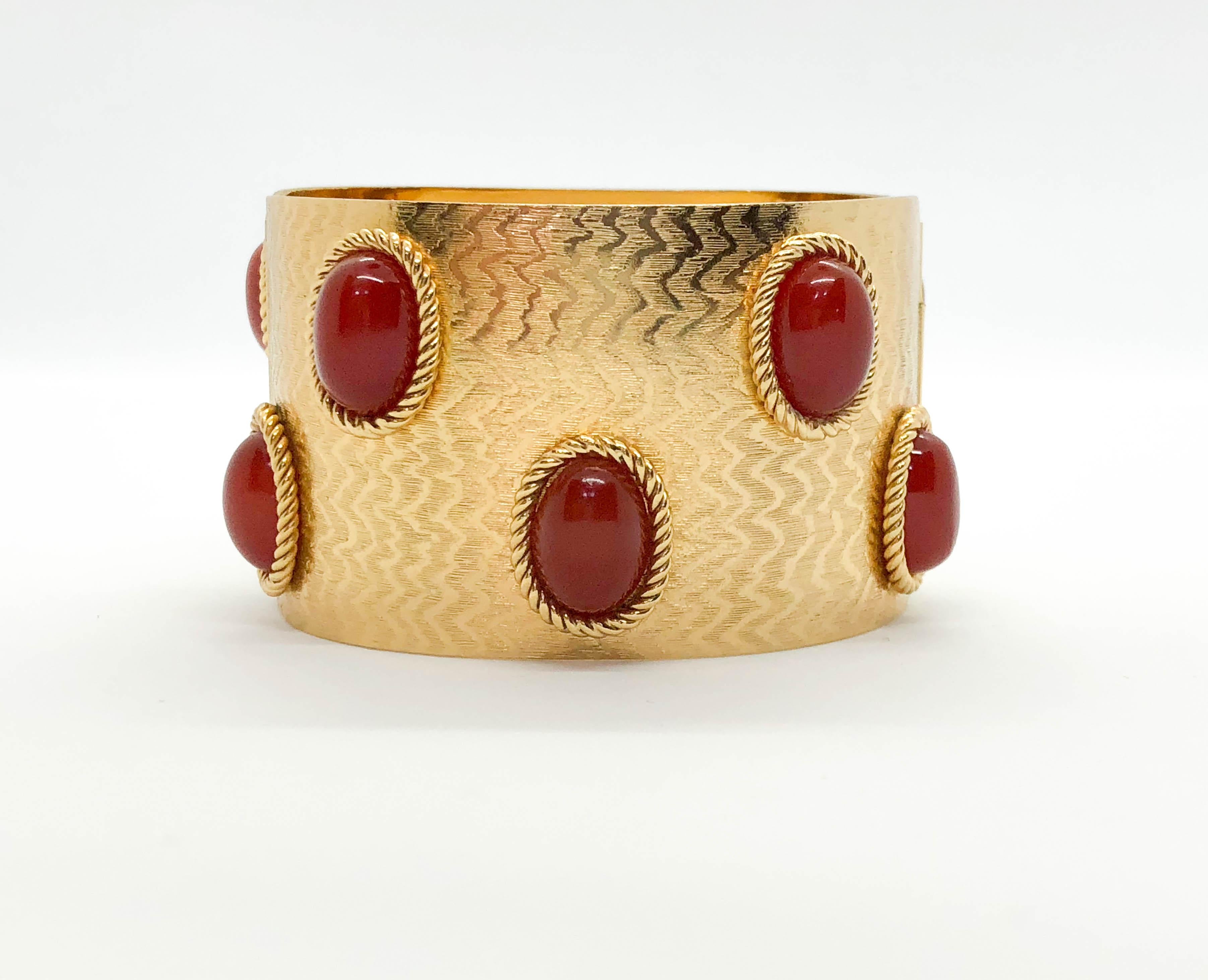 1968 Dior Gold-Plated Cuff Bracelet Embellished with Faux Amber Beads For Sale 7