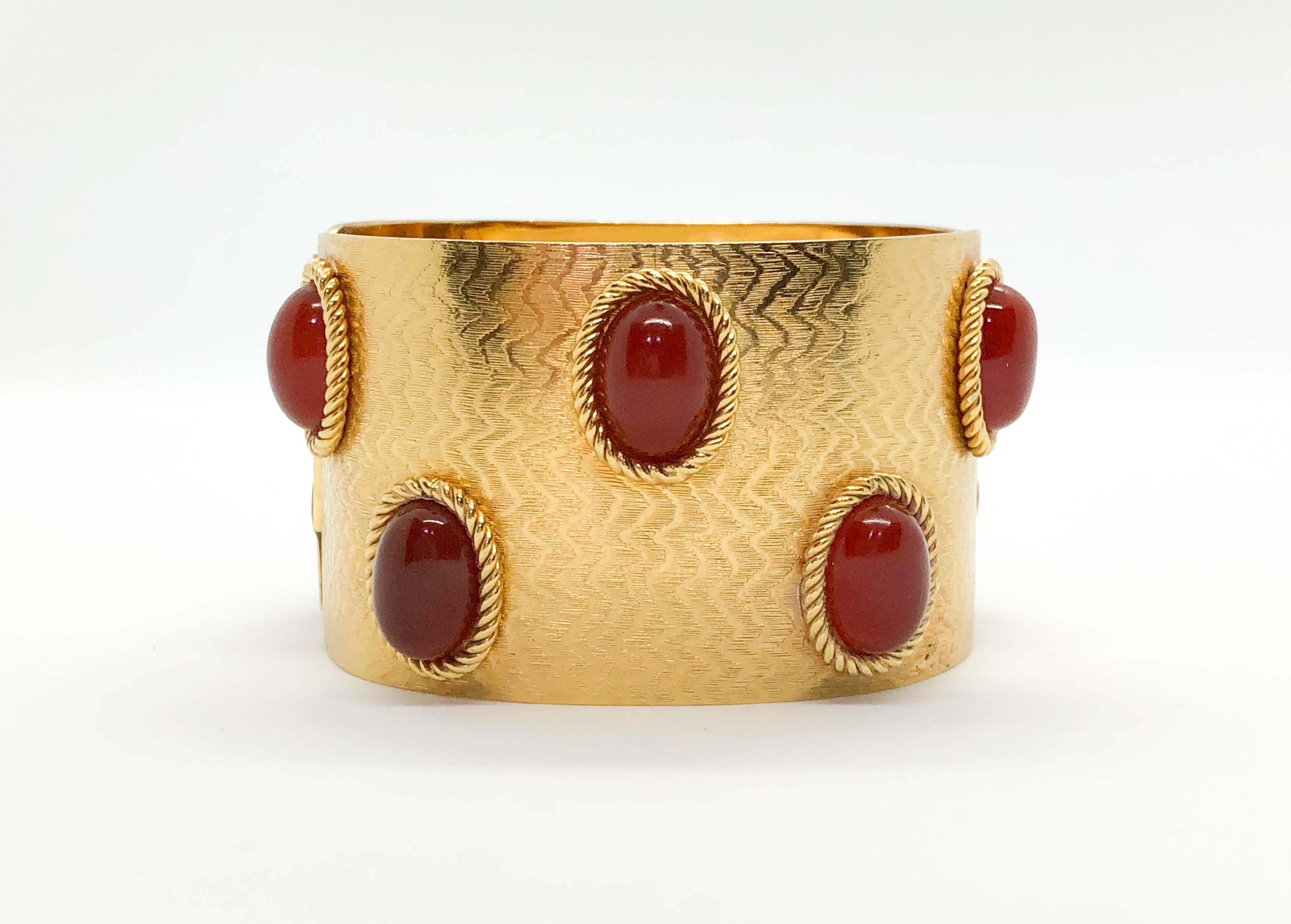 1968 Dior Gold-Plated Cuff Bracelet Embellished with Faux Amber Beads For Sale 3