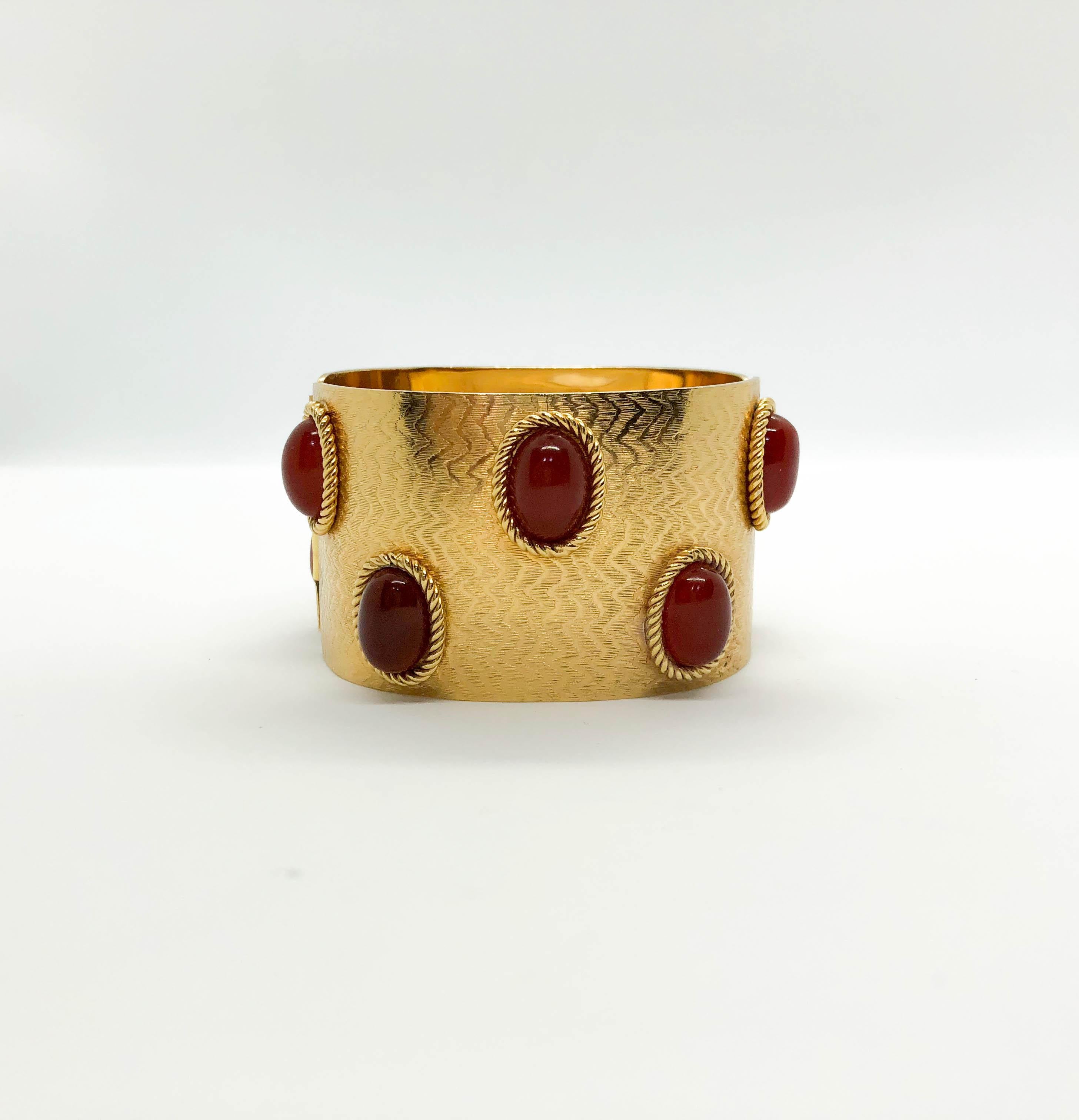1968 Dior Gold-Plated Cuff Bracelet Embellished with Faux Amber Beads For Sale 5