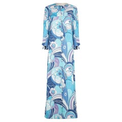 1968 Documented Diorling by Christian Dior Blue Floral Coat Dress