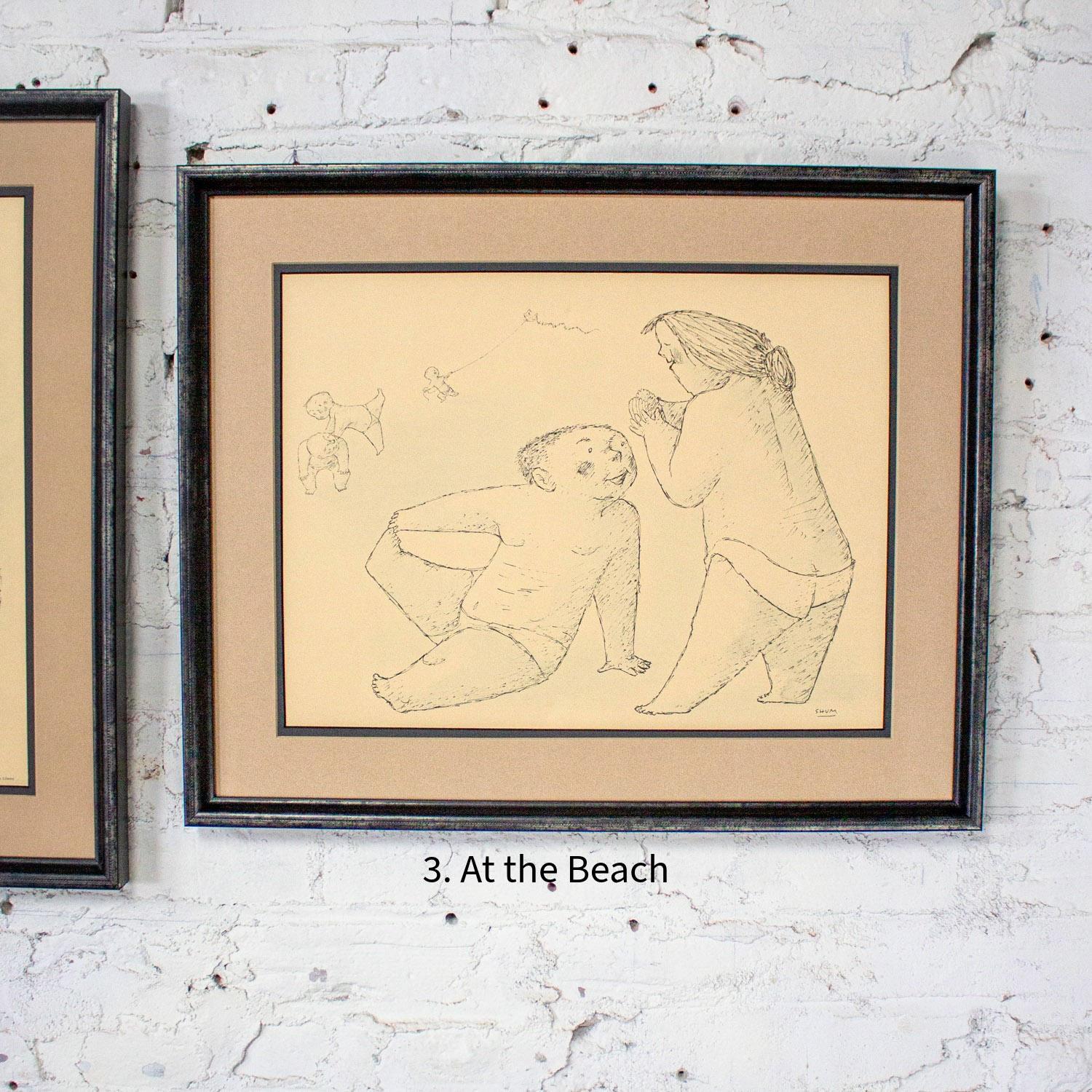 1968 Fine Art Prints by Alfonso Vila Shum Framed Sketches Set of 4 Unsigned For Sale 9