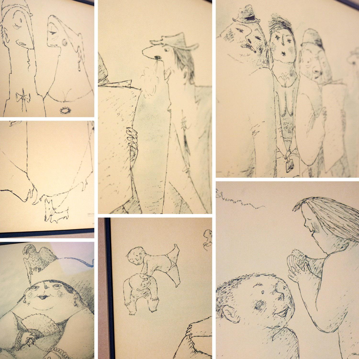 1968 Fine Art Prints by Alfonso Vila Shum Framed Sketches Set of 4 Unsigned For Sale 11