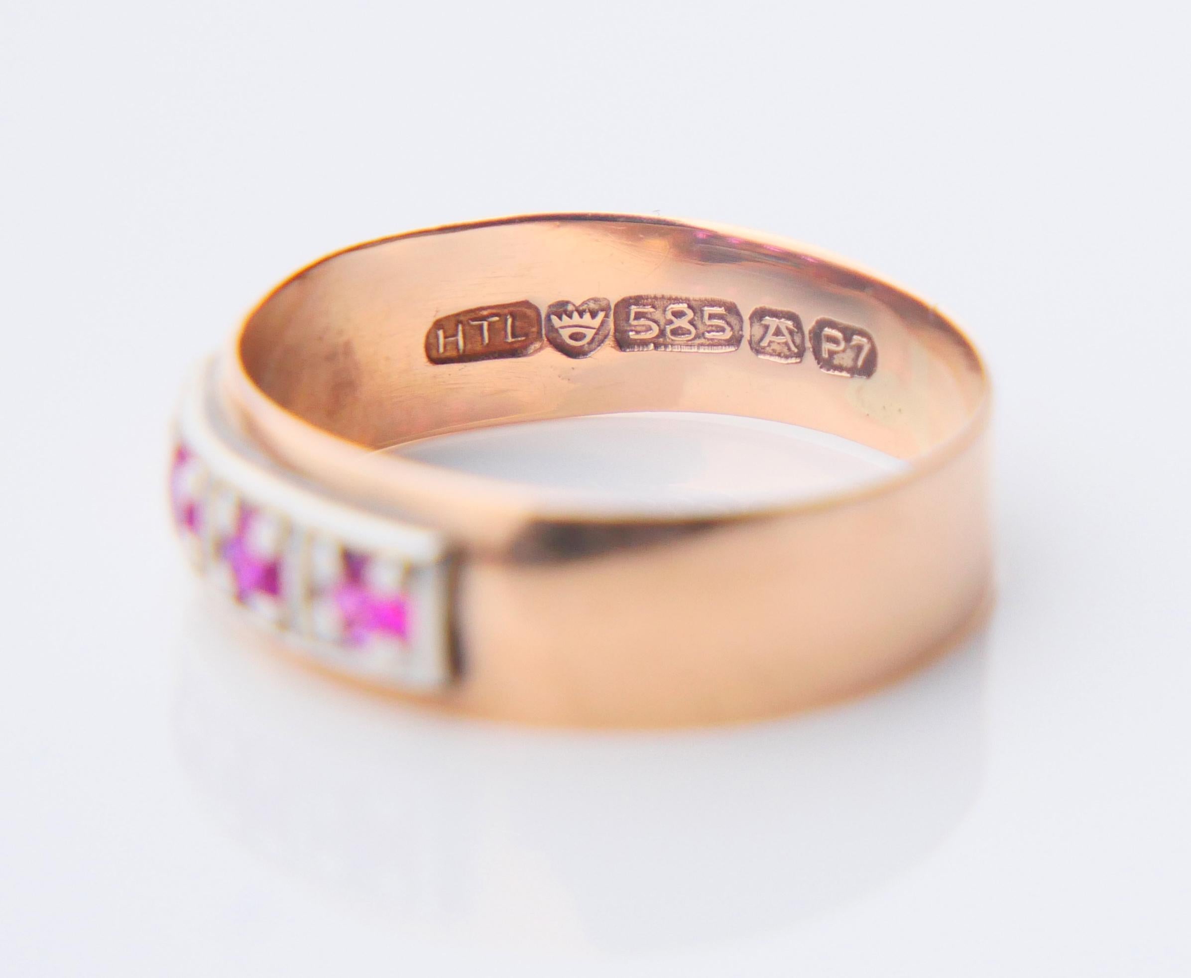 1968 Anillo finlandés Rubí macizo Oro rosa 14K  Ø 8US/ 1,8g en venta 5