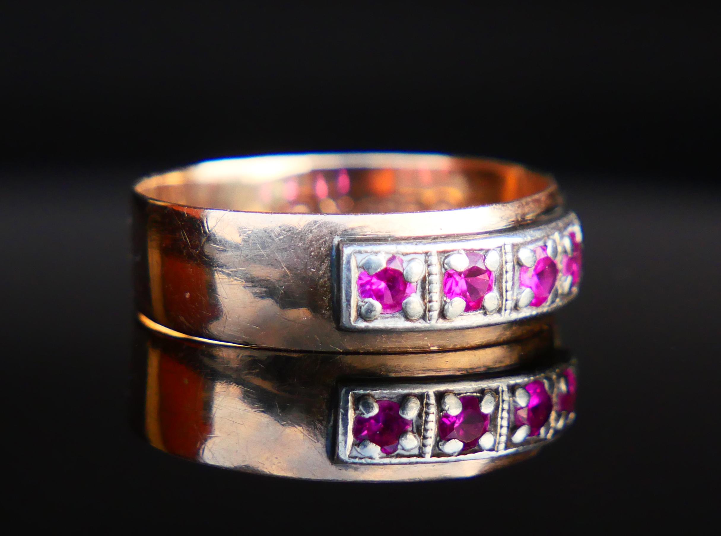 1968 Anillo finlandés Rubí macizo Oro rosa 14K  Ø 8US/ 1,8g Retro en venta
