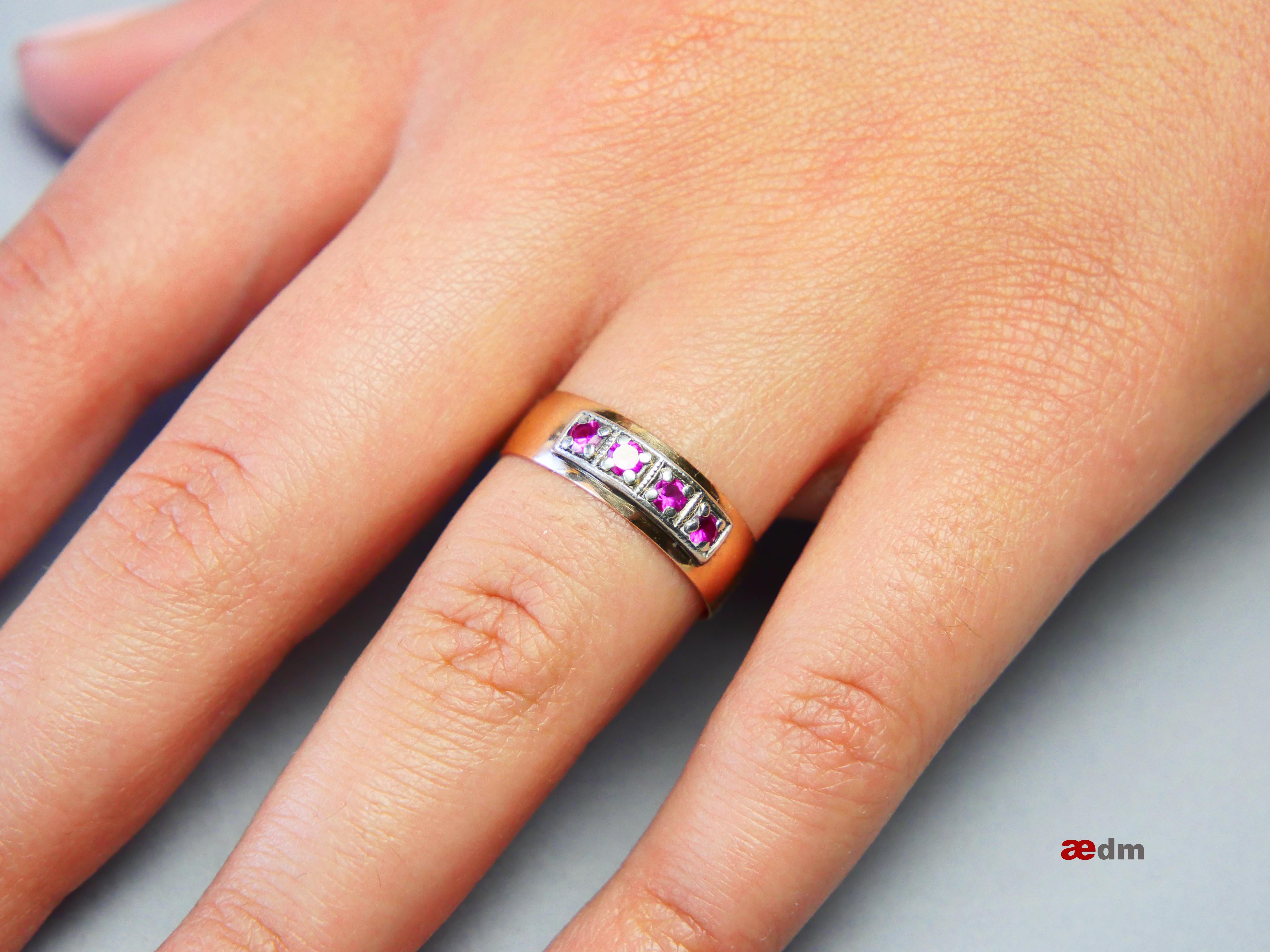 1968 Anillo finlandés Rubí macizo Oro rosa 14K  Ø 8US/ 1,8g en venta 1