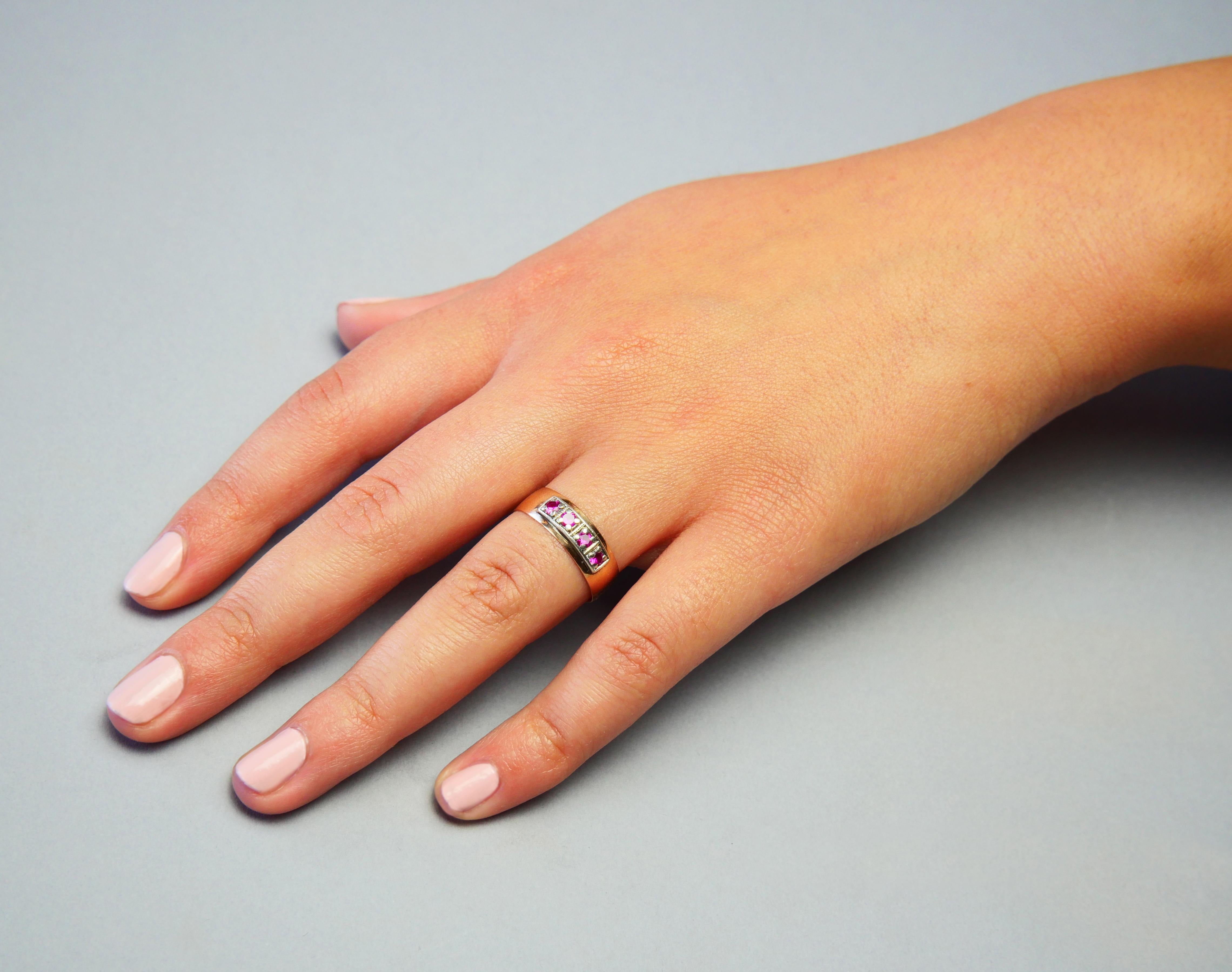 1968 Anillo finlandés Rubí macizo Oro rosa 14K  Ø 8US/ 1,8g en venta 2