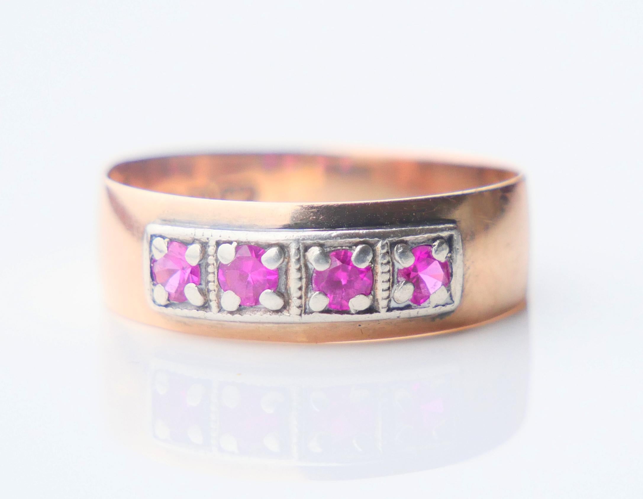 1968 Anillo finlandés Rubí macizo Oro rosa 14K  Ø 8US/ 1,8g en venta 3