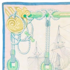 1968,  Hermes Blue Tribord by Julie Abadie Silk Scarf