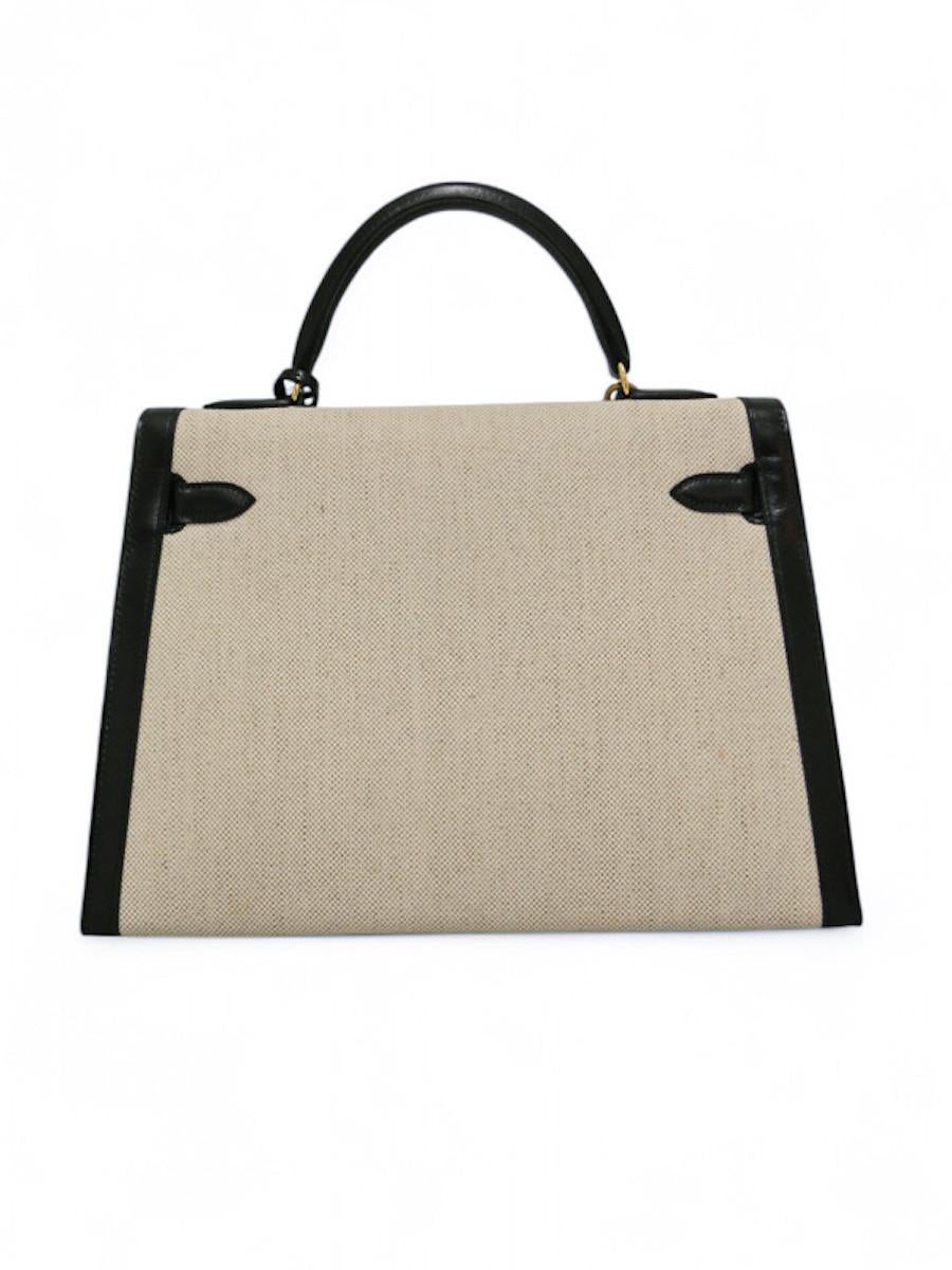 1968 Hermès Kelly 32 canvas and leather For Sale 1
