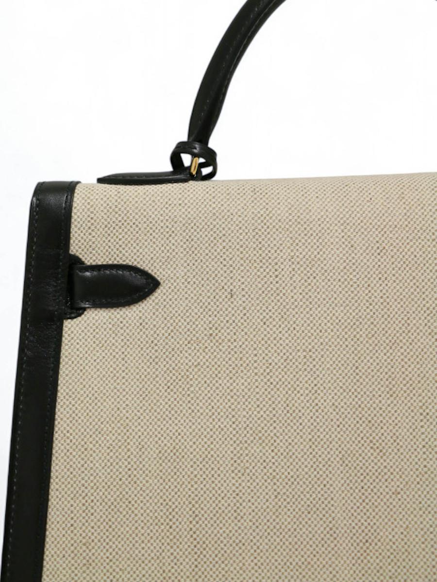 1968 Hermès Kelly 32 canvas and leather For Sale 4