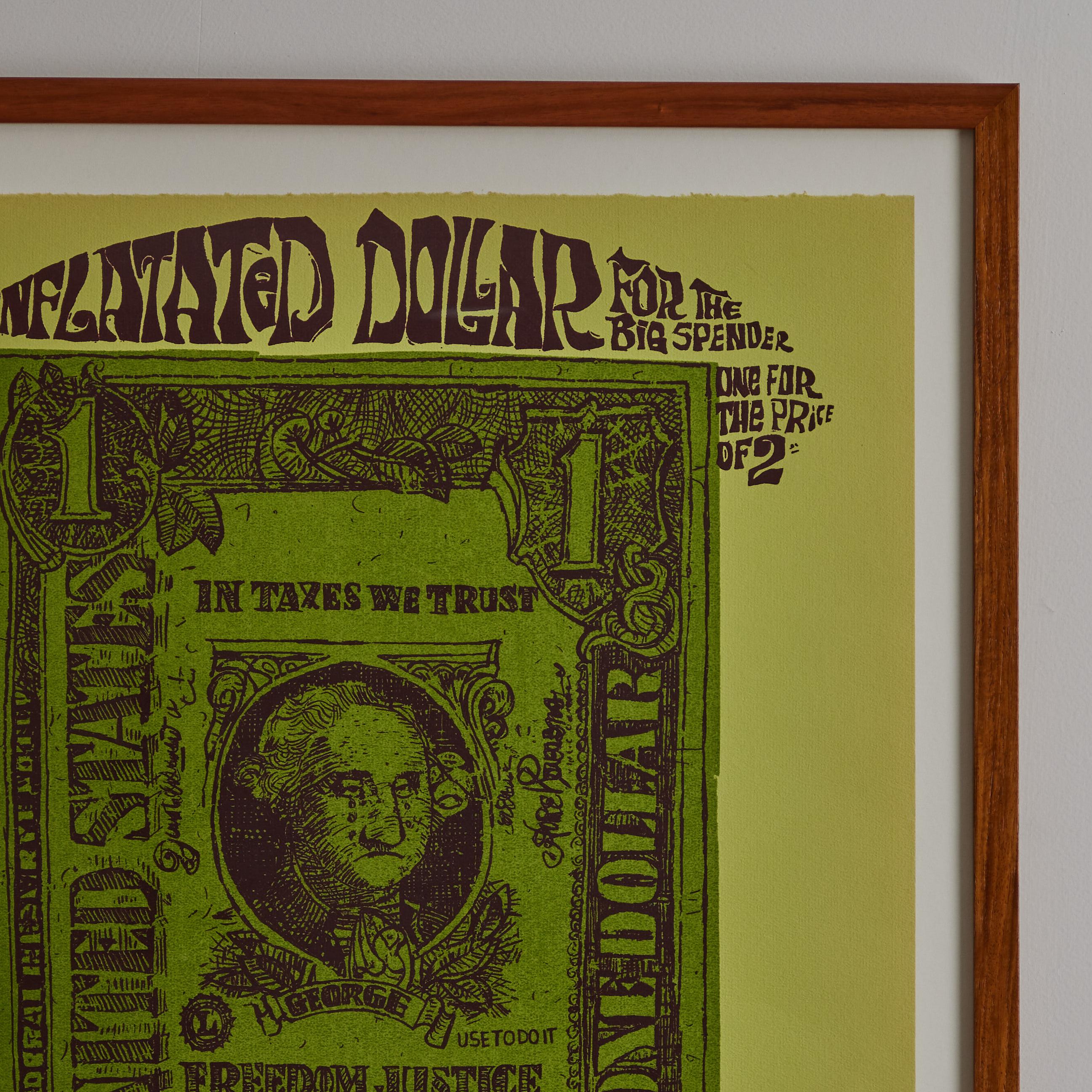 1968 'Inflated Dollar' Handmade & Hand Signed Framed Silkscreen by David Weidman In Good Condition For Sale In Glendale, CA