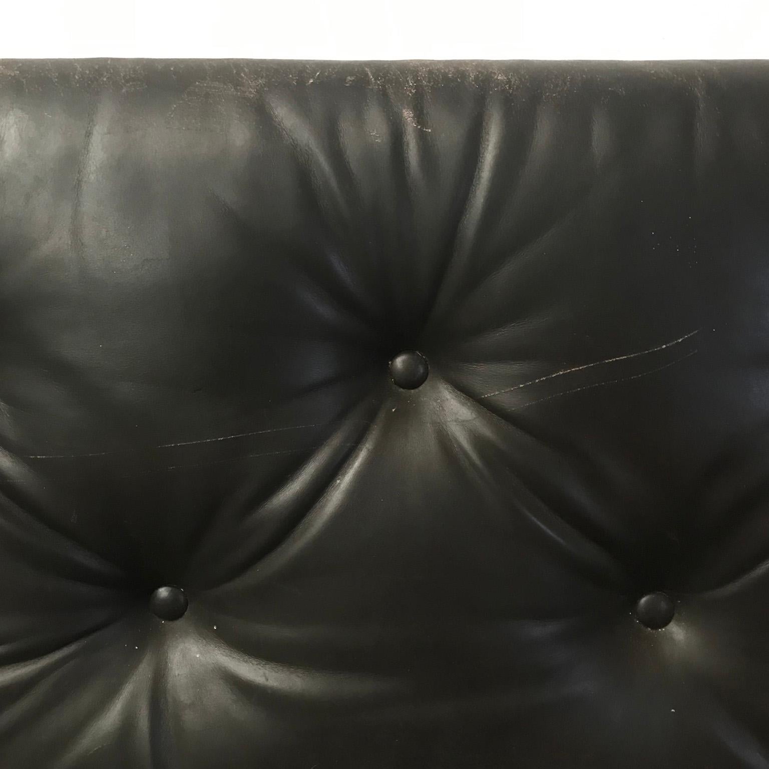 1968, Kho Liang Ie for Artifort, Black Base 3-Seat in Dark Brown Padded Leather 3