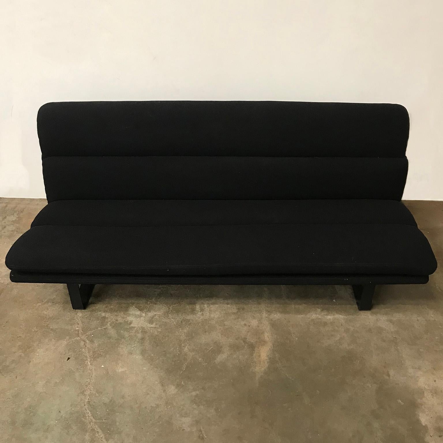Late 20th Century 1968, Kho Liang Ie for Artifort, Black Base 3-Seat Sofa in Black Fabric