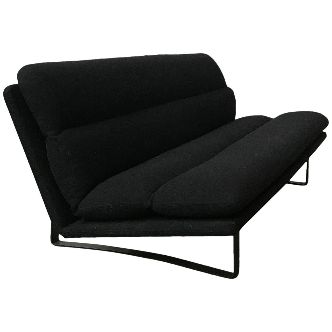 1968, Kho Liang Ie for Artifort, Black Base 3-Seat Sofa in Black Fabric